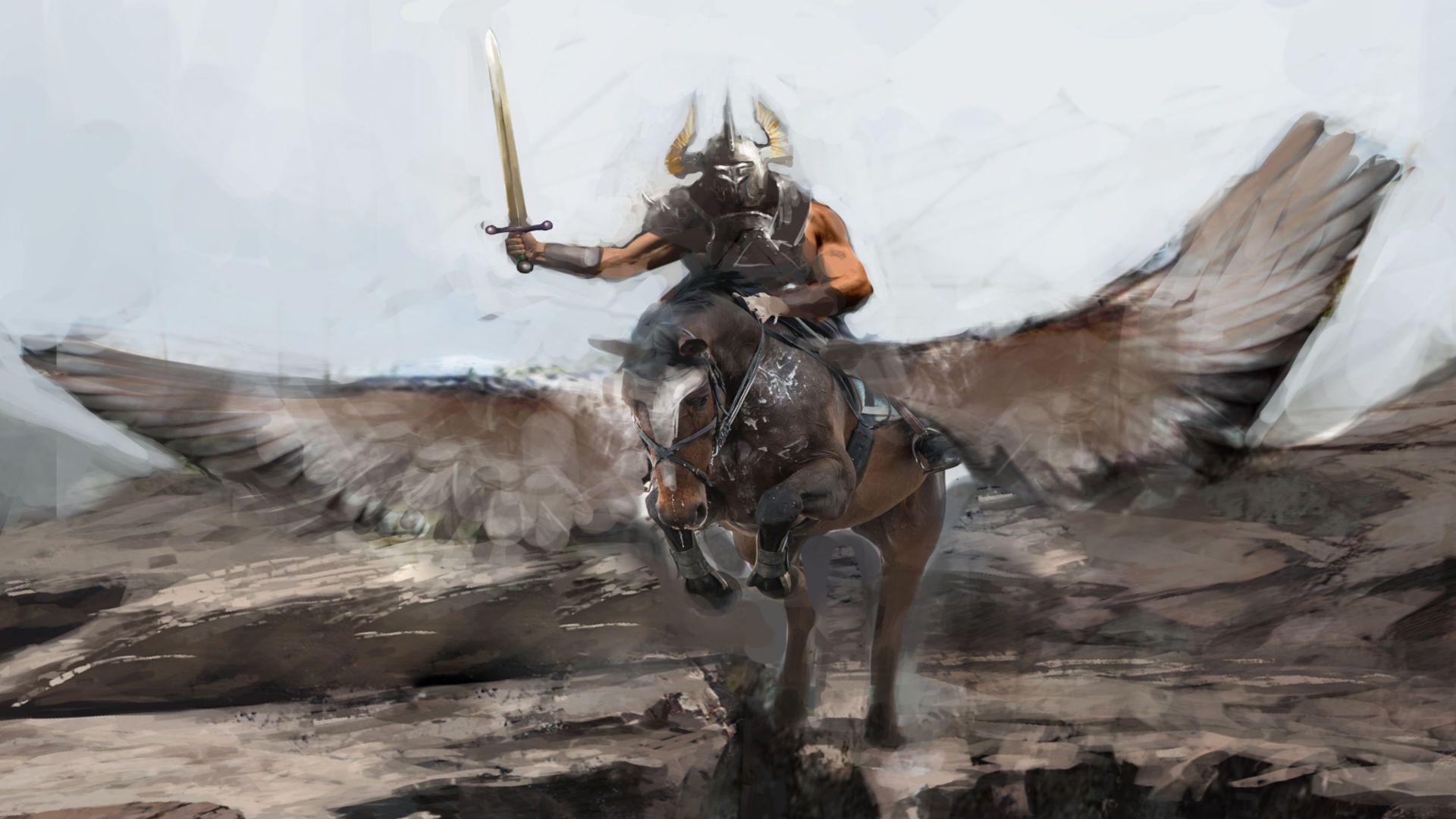 Cavaliere alato su cavallo alato, 1920x1080 1080p, Desktop