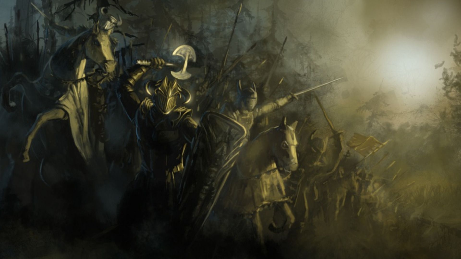 Cavalieri medievali su cavalli, battaglia, 1920x1080 1080p, Desktop