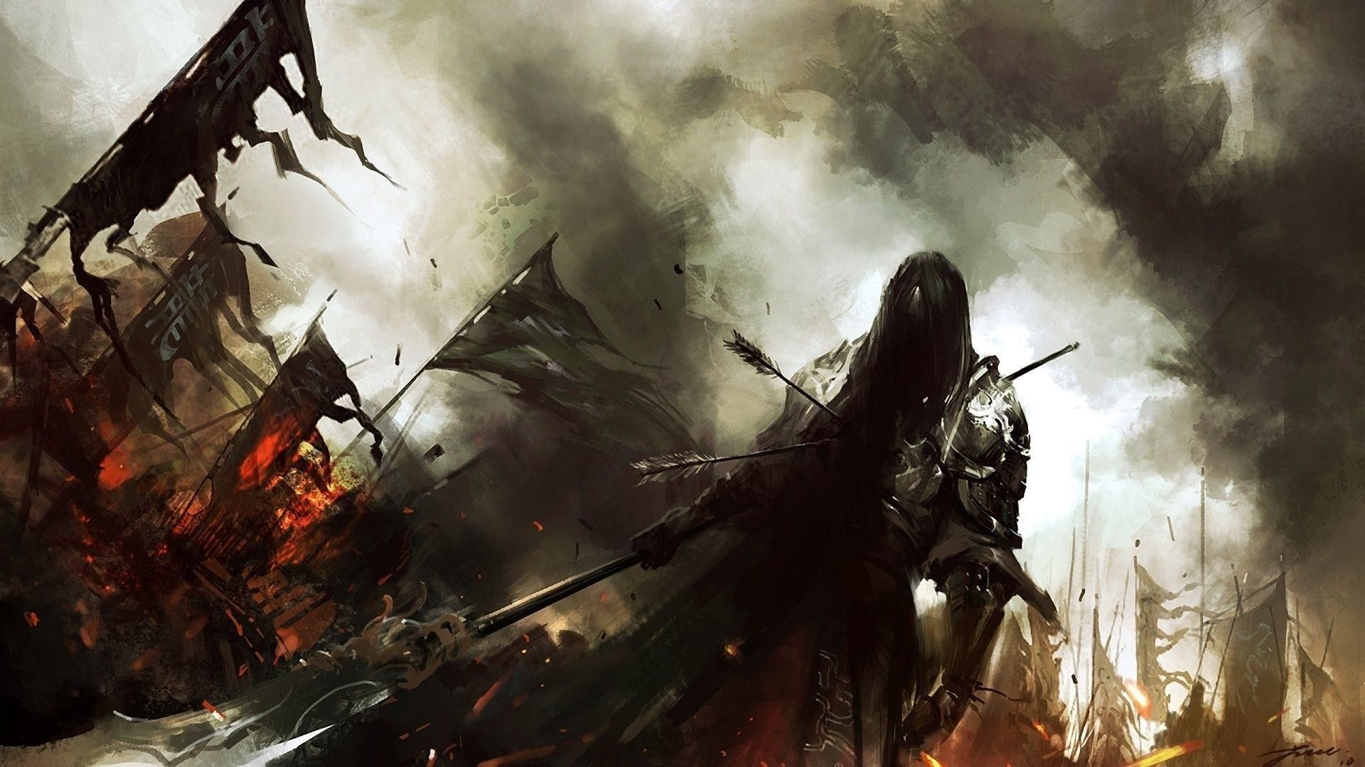 Cavaliere con spada gigante e mago, 1920x1080 Full HD, Laptop