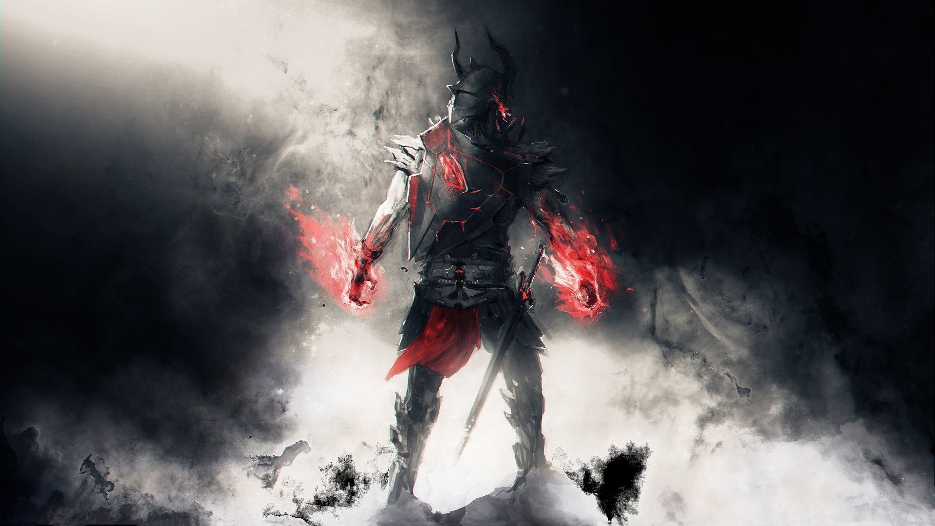 Cavaliere oscuro fumo rosso, 1920x1080 Full HD 1080p, PC