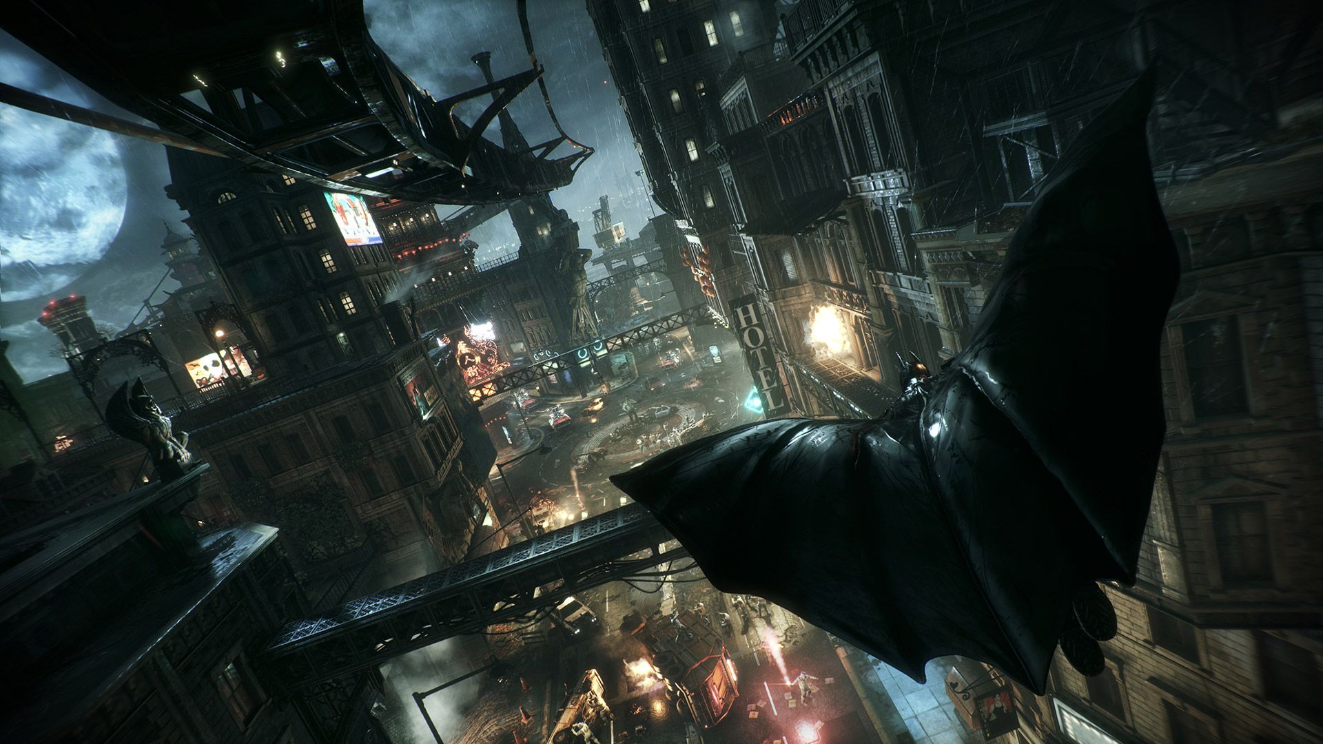 Batman Arkham Knight città notte, videogioco d'azione, 1920x1080 Full HD 1080p, Desktop