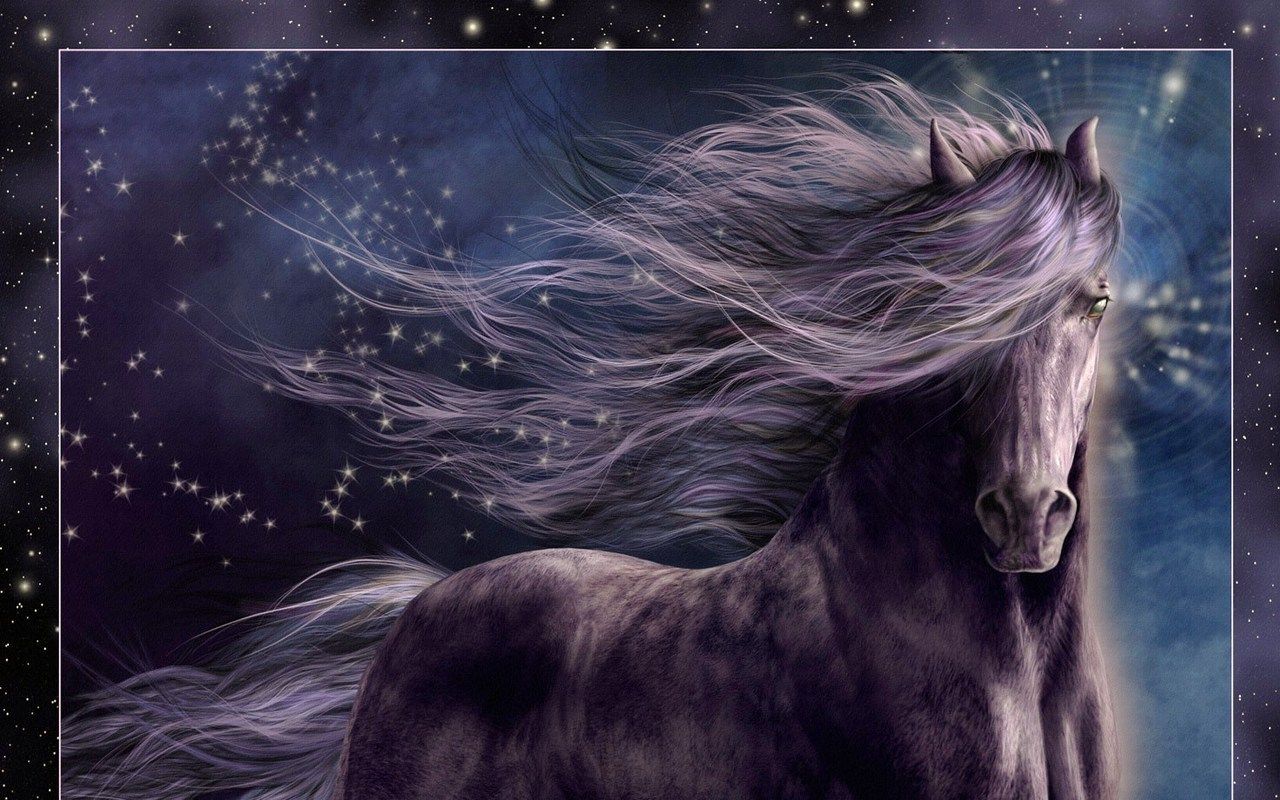 Cavallo fantasy notte stellata, 1280x800 720p, Laptop
