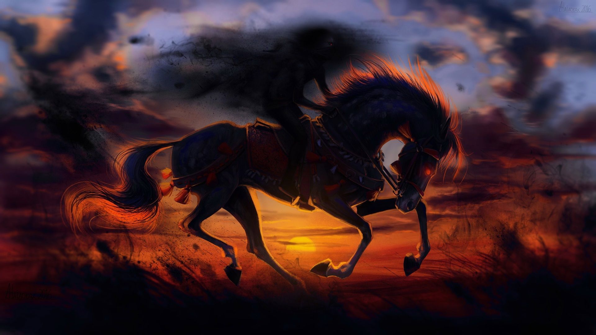 Cavaliere silhouette cavallo tramonto, 1920x1080 1080p, Desktop