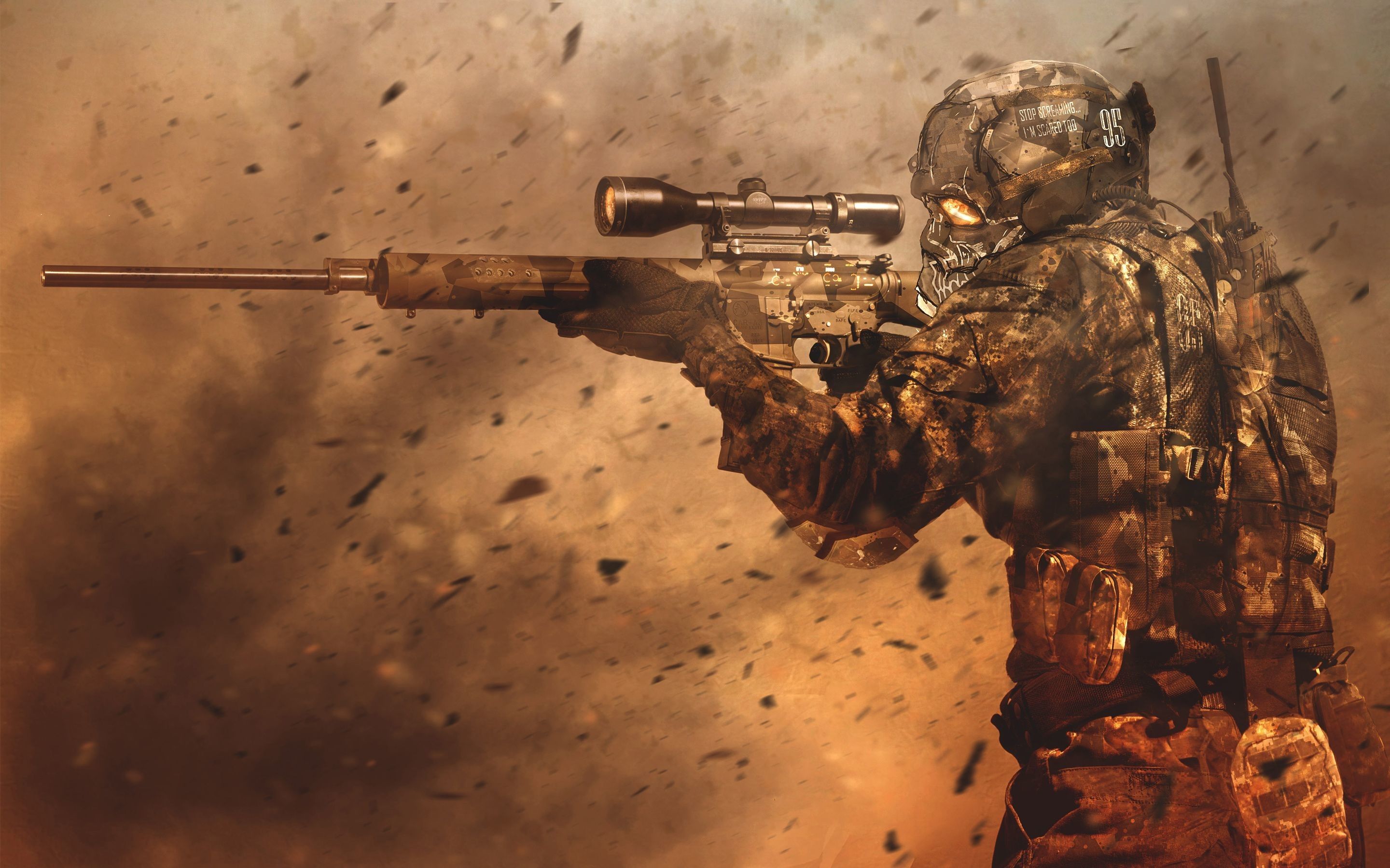 Cecchino militare con fucile, 2880x1800 2K, Desktop