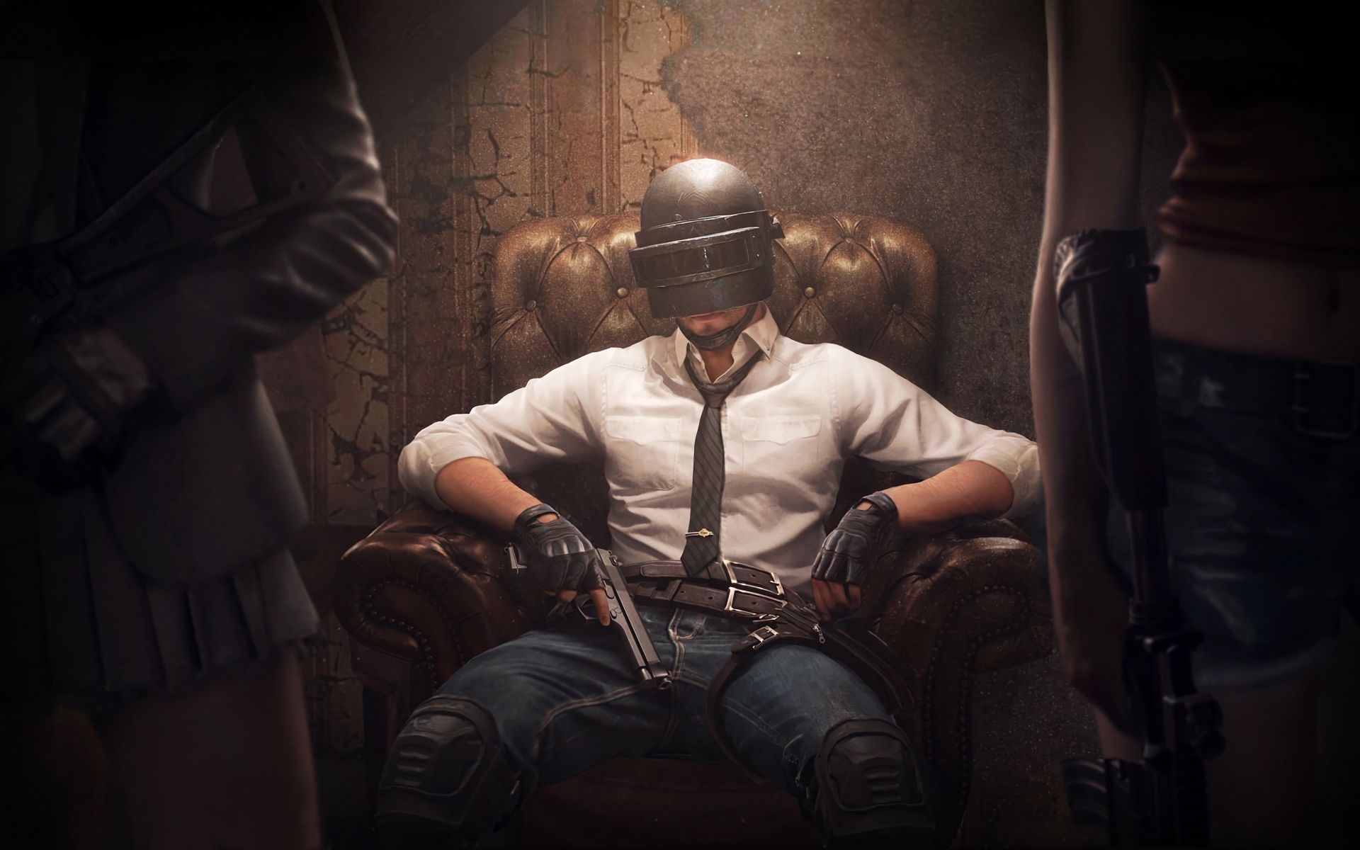 PUBG personaggio casco su poltrona, 1920x1200 WUXGA, iMac