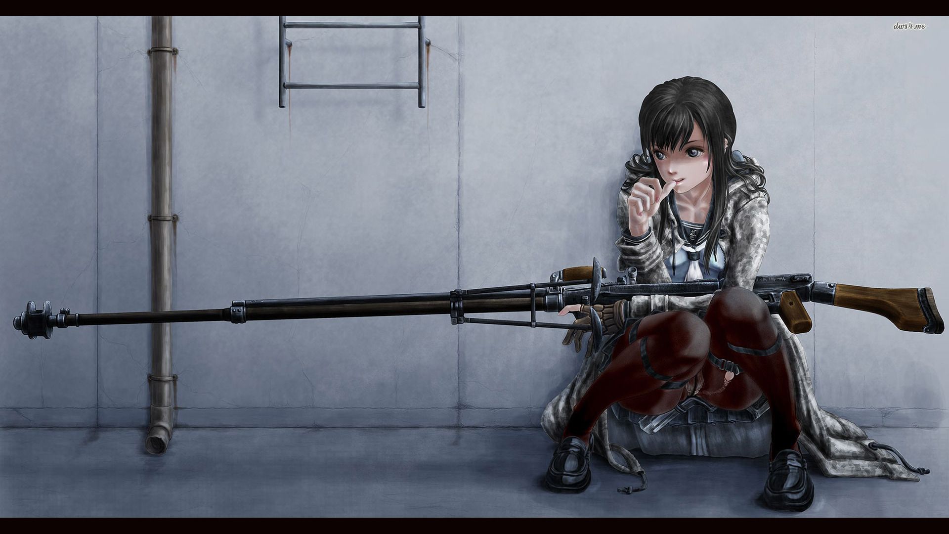 Ragazza anime con fucile da cecchino, 1920x1080 Full HD, Laptop