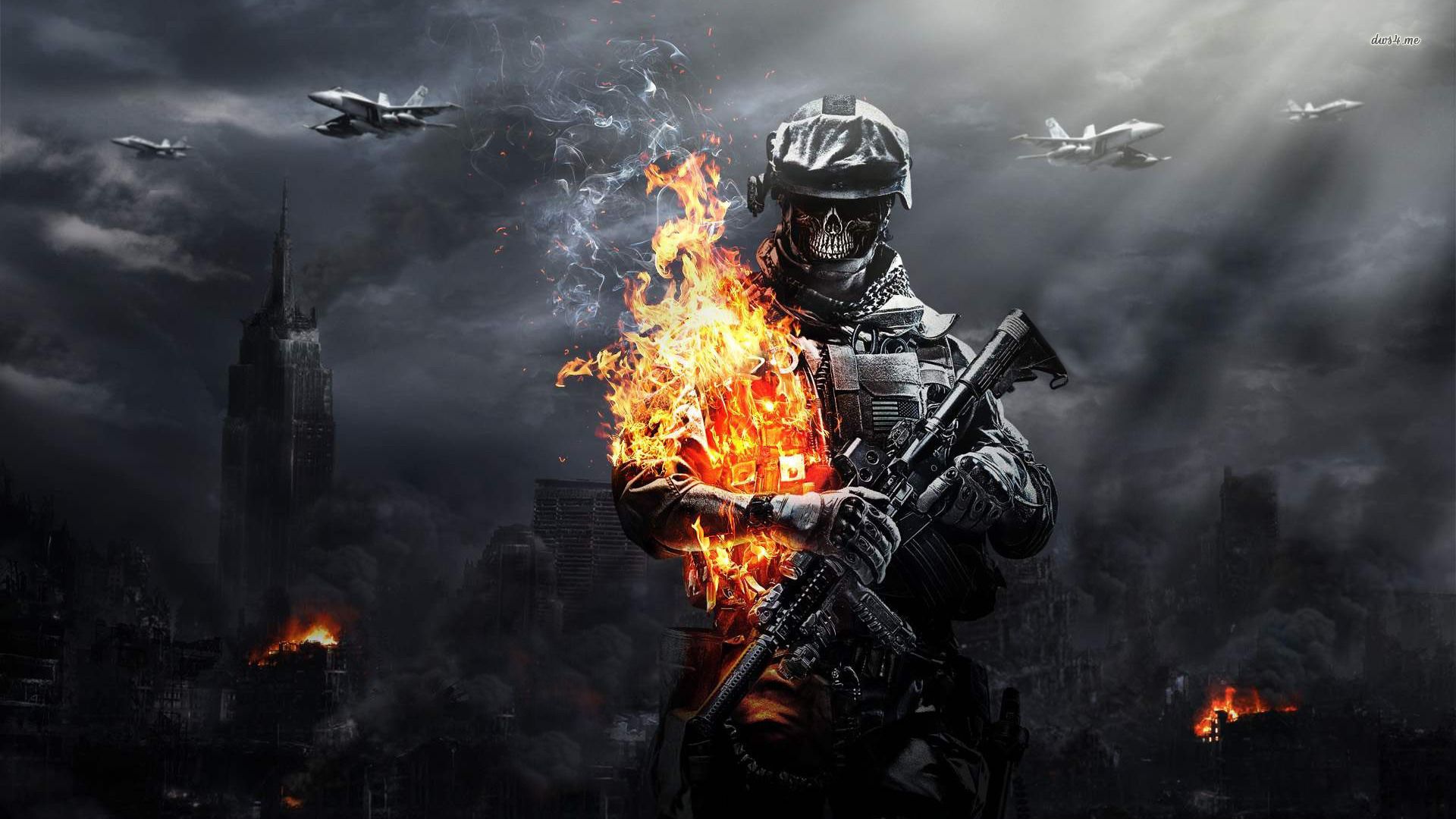 Soldato con teschio in fiamme, 1920x1080 1080p, PC