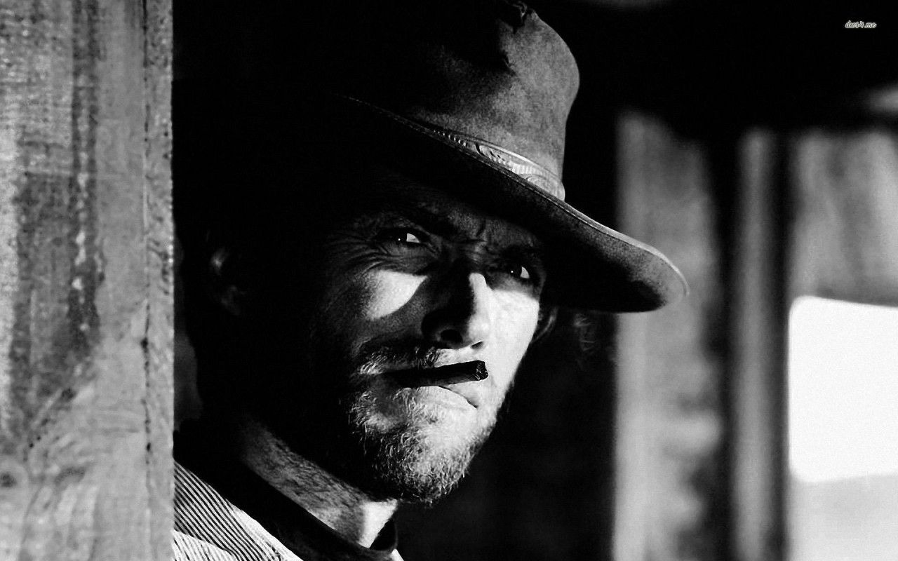 Clint Eastwood con sigaro, bianco e nero, 1280x800 HD, HP Laptop