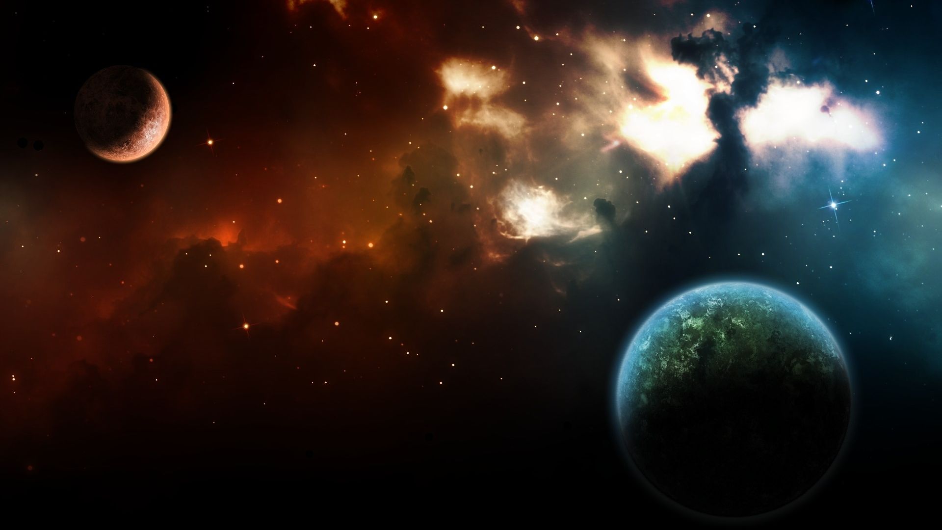 Pianeti e nebulosa spaziale, 1920x1080 Full HD, Desktop