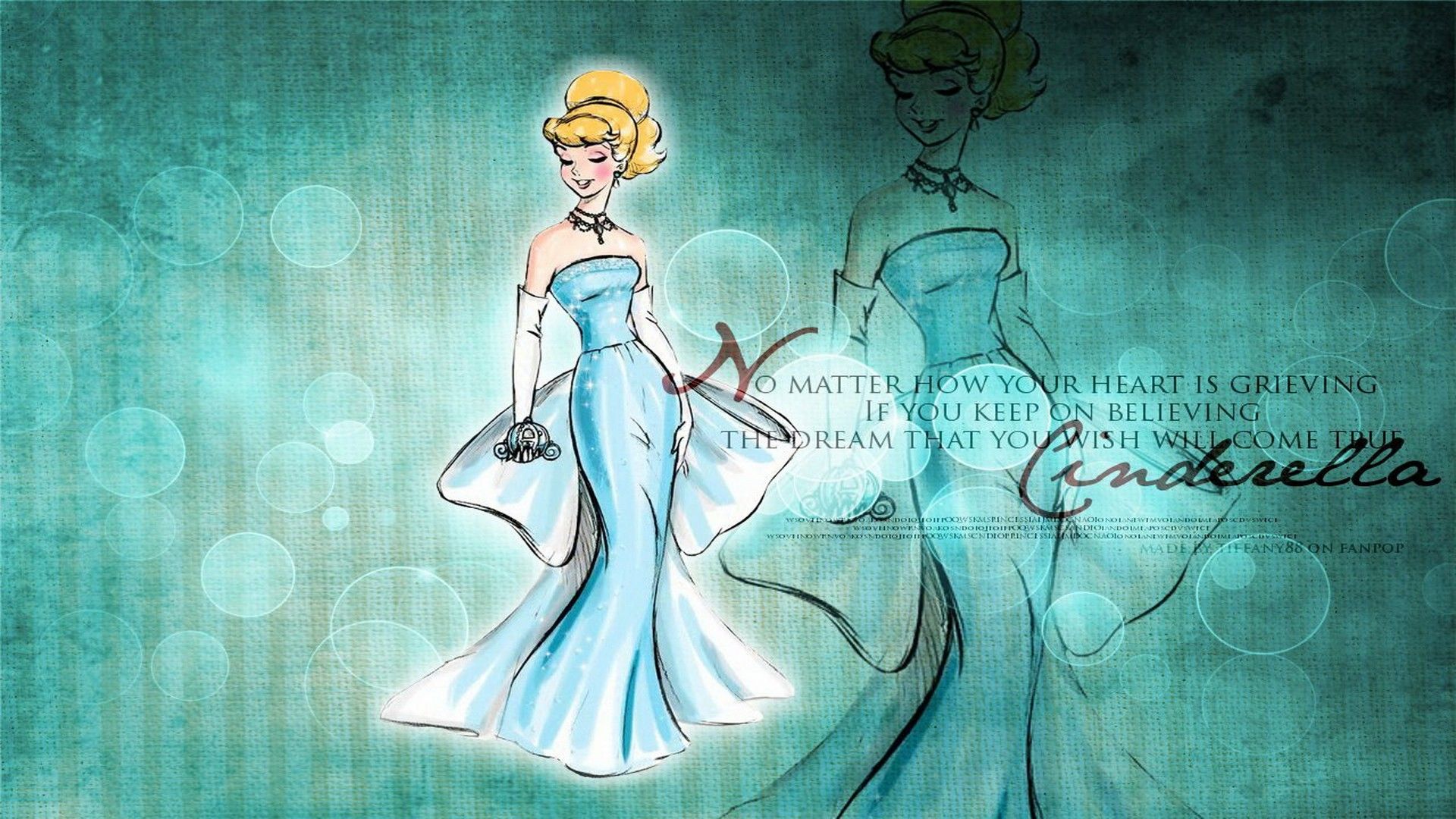 Cenerentola illustrazione abito blu, 1920x1080 Full HD 1080p, PC