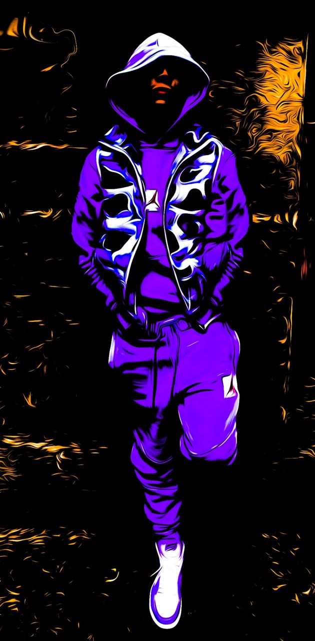 Figura con felpa viola, 630x1280 Verticale, Mobile
