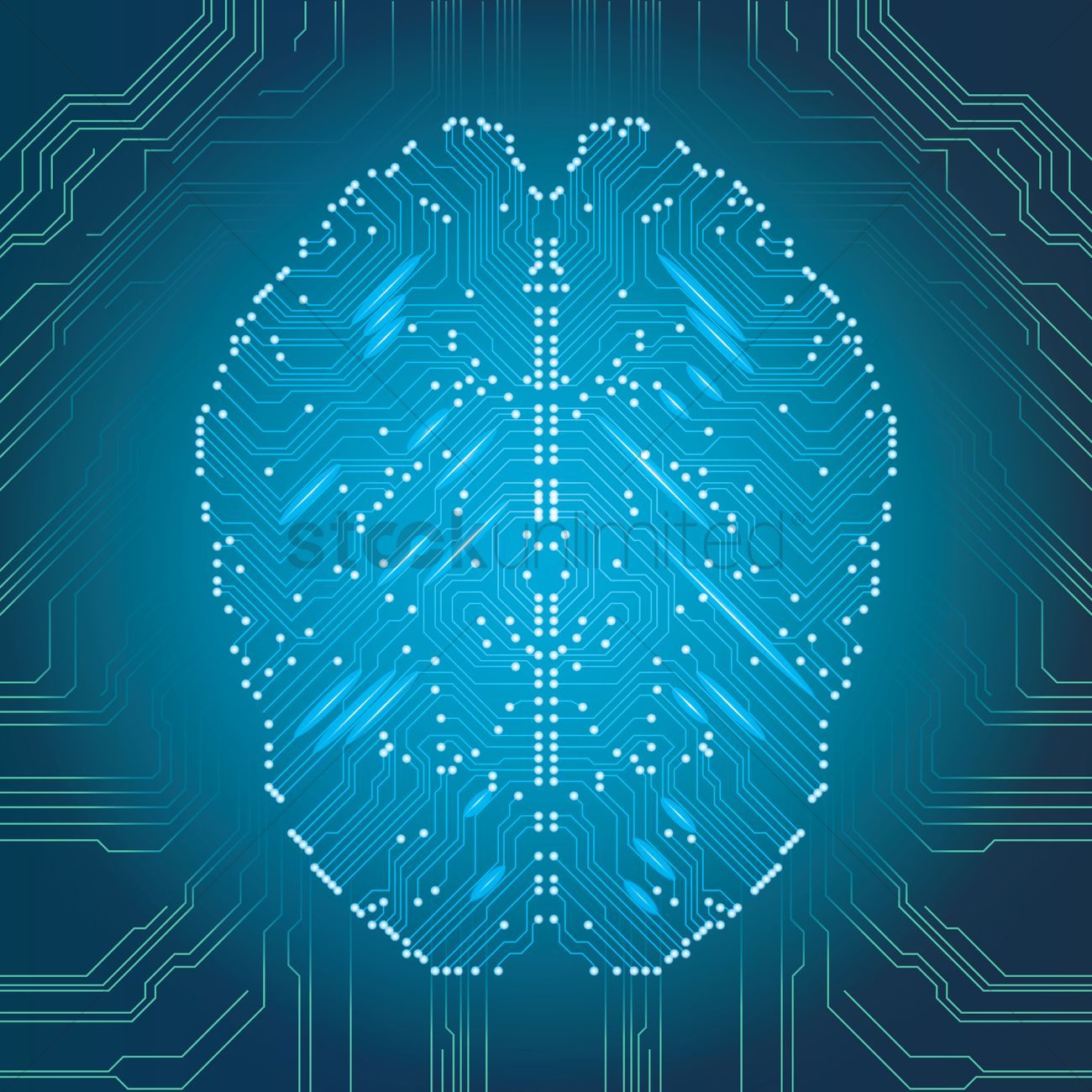 Cervello circuito digitale blu, 1300x1300 HD, Desktop
