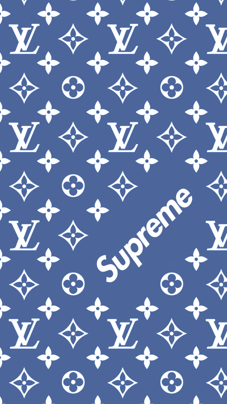 Supreme Louis Vuitton pattern blu, moda di lusso, 750x1334 Verticale, Mobile