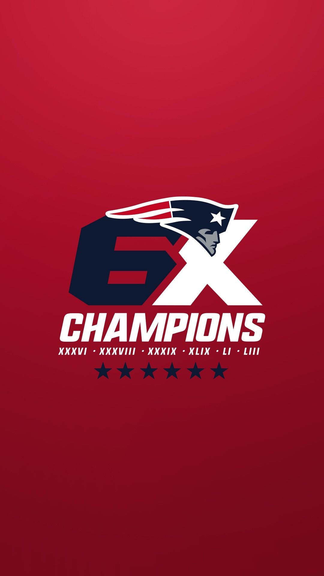 Logo Patriots 6x Champions, 1080x1920 Verticale, Telefono
