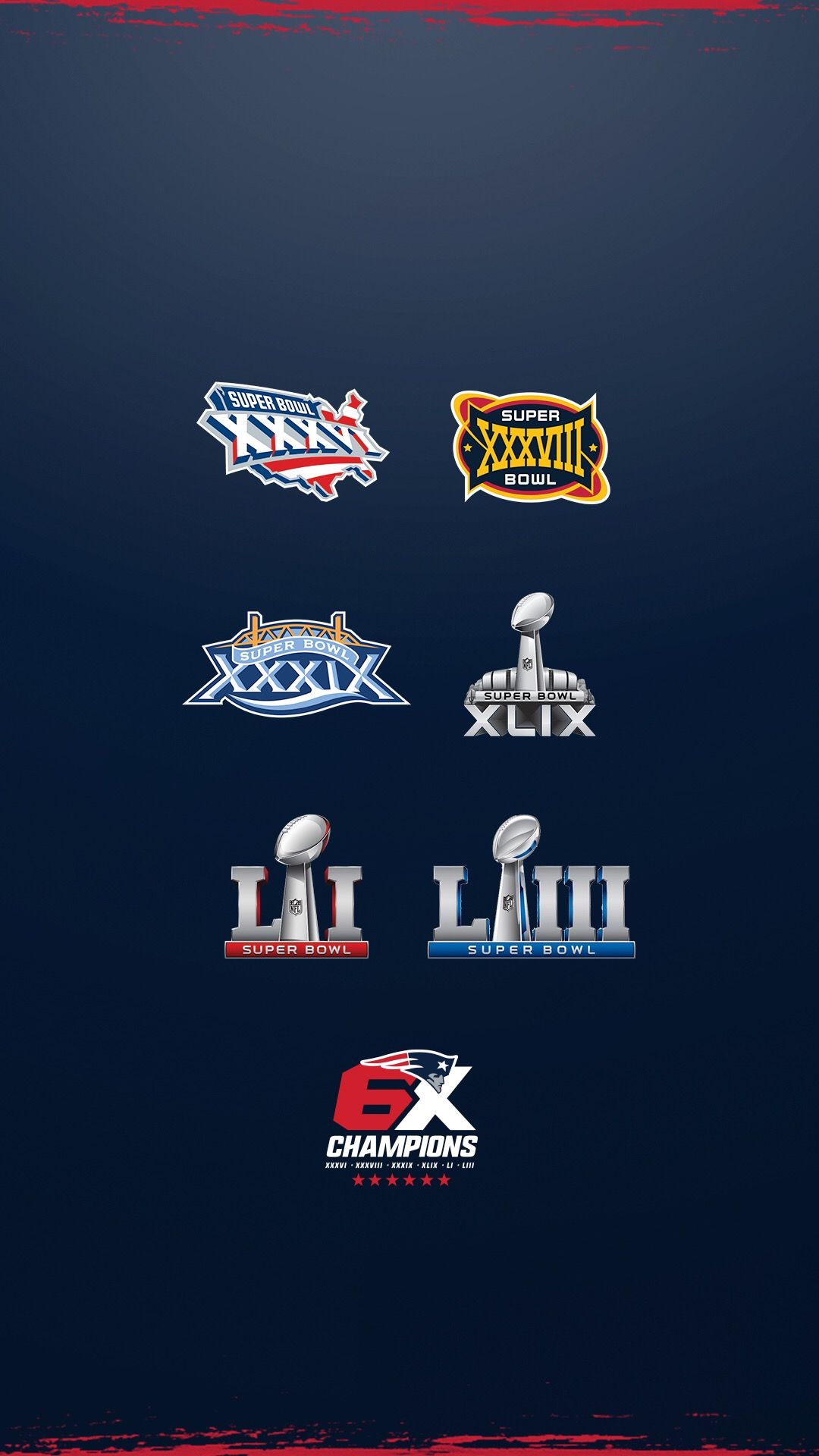 Loghi Super Bowl Patriots 6X, 1080x1920 Full HD Verticale, Samsung Galaxy
