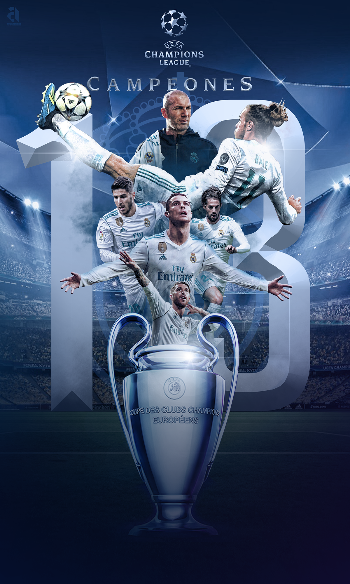 Real Madrid Champions League trofeo, Liga spagnola, 1200x2000 Full HD Verticale, Smartphone