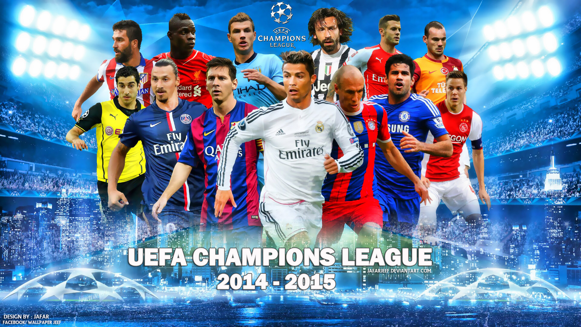 Calciatori UEFA Champions League collage, 1920x1080 1080p, PC Desktop