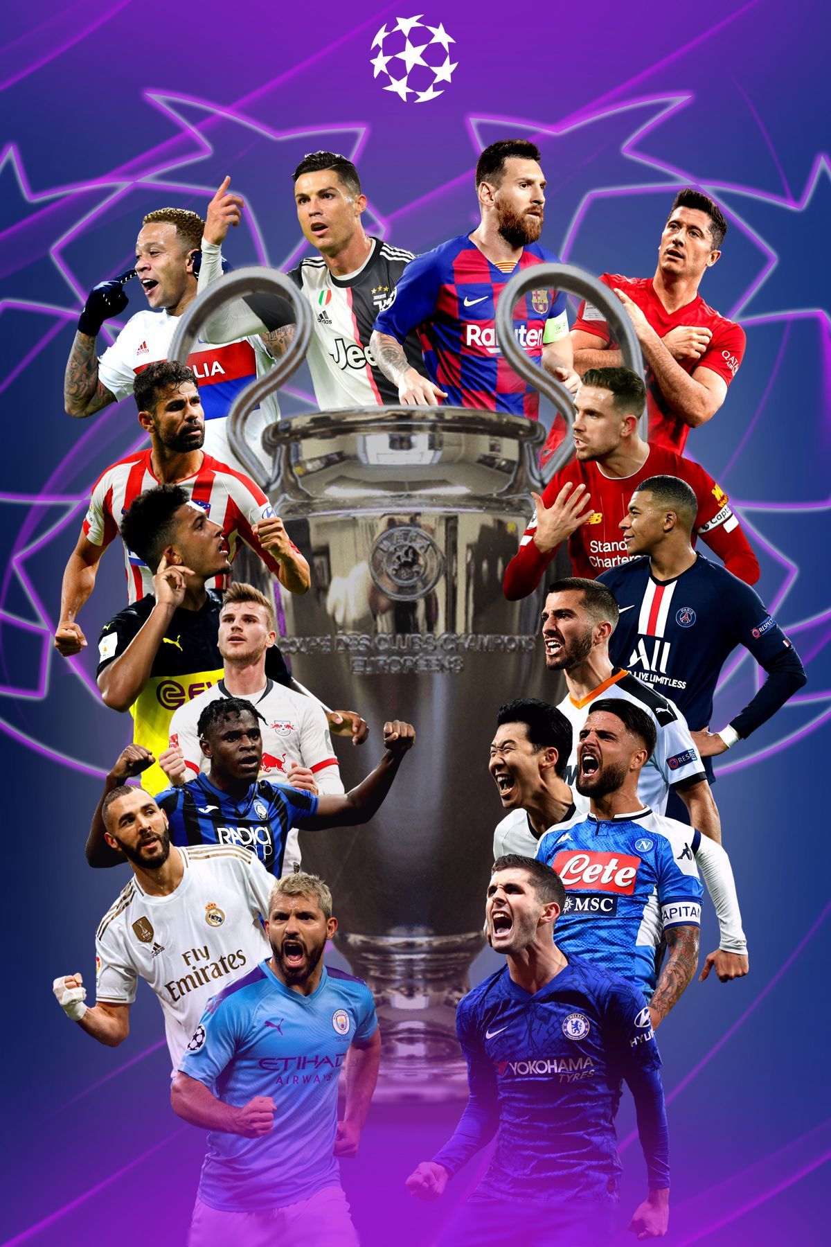 Calciatori Champions League trofeo, 1200x1800 Verticale, Telefono