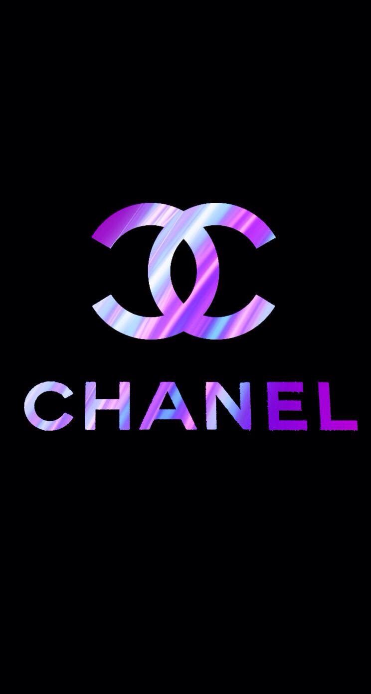 Logo Chanel viola su nero, 744x1392 Full HD Verticale, iPhone