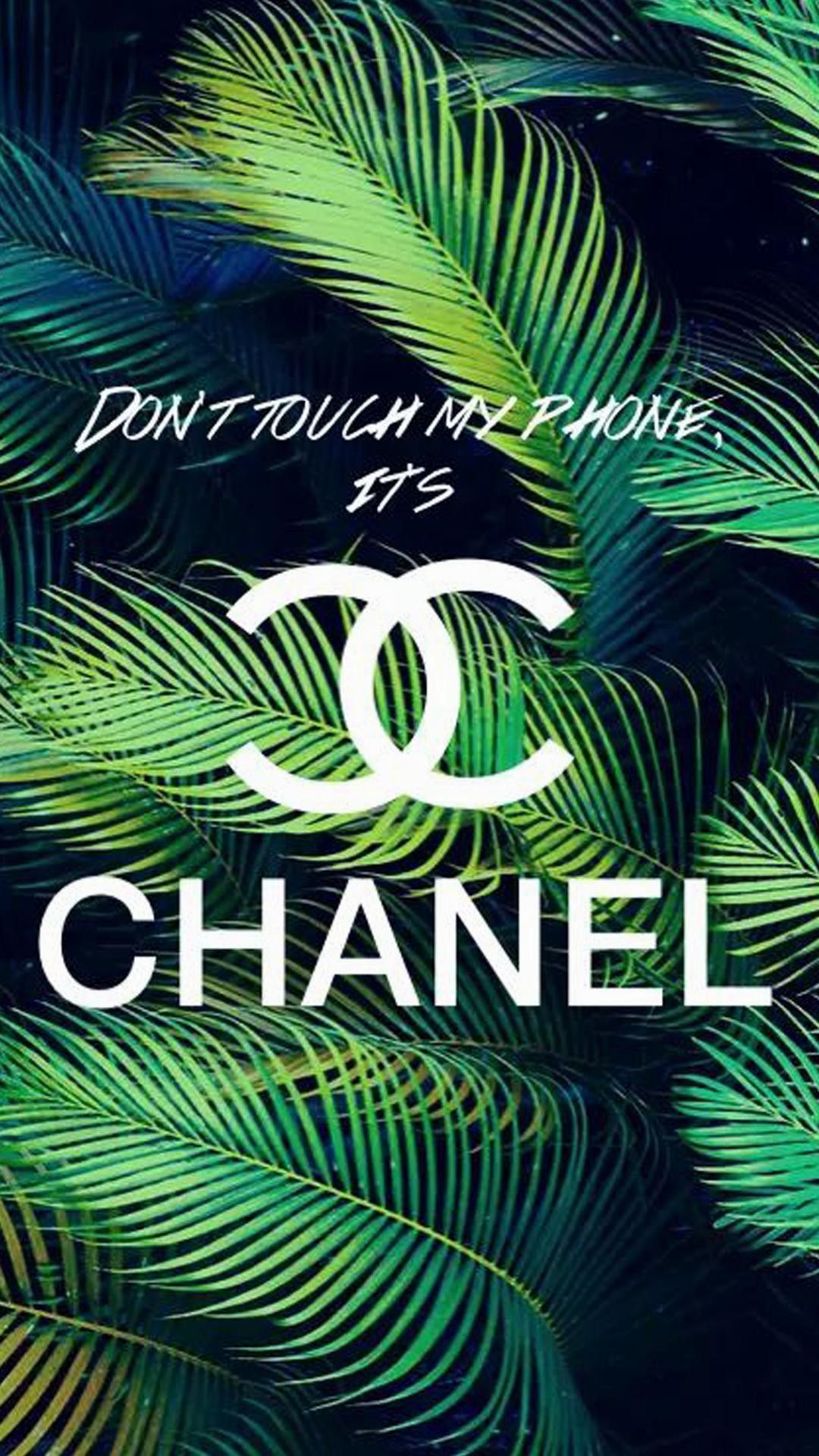 Logo Chanel su foglie palma, 1080x1920 Verticale, Mobile