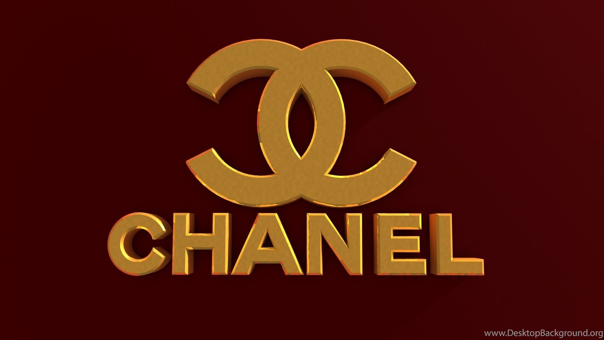 Logo Chanel dorato sfondo bordeaux, 1920x1080 Full HD, Desktop