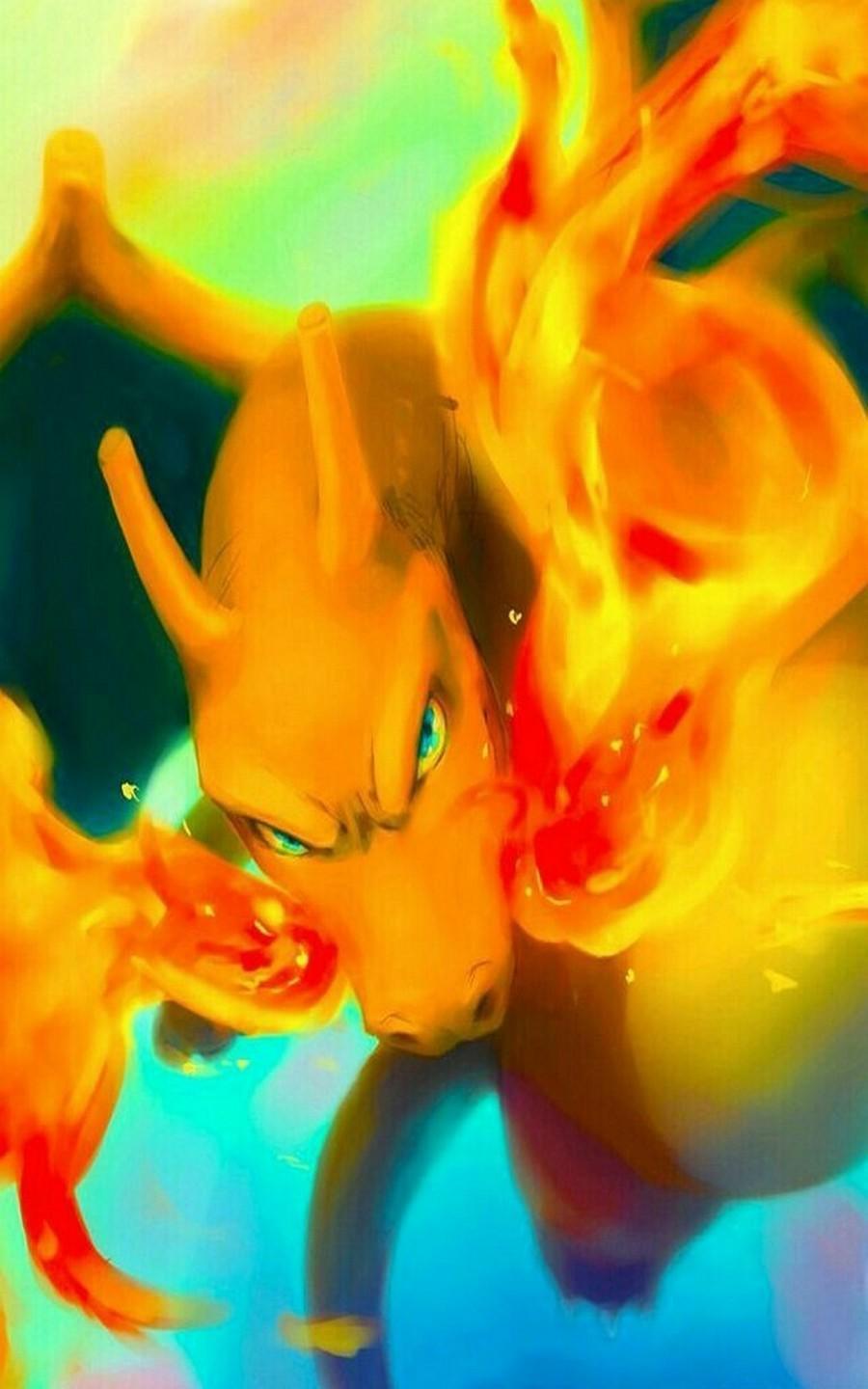 Charizard fiamme arancioni, 900x1440 Full HD Verticale, iPhone