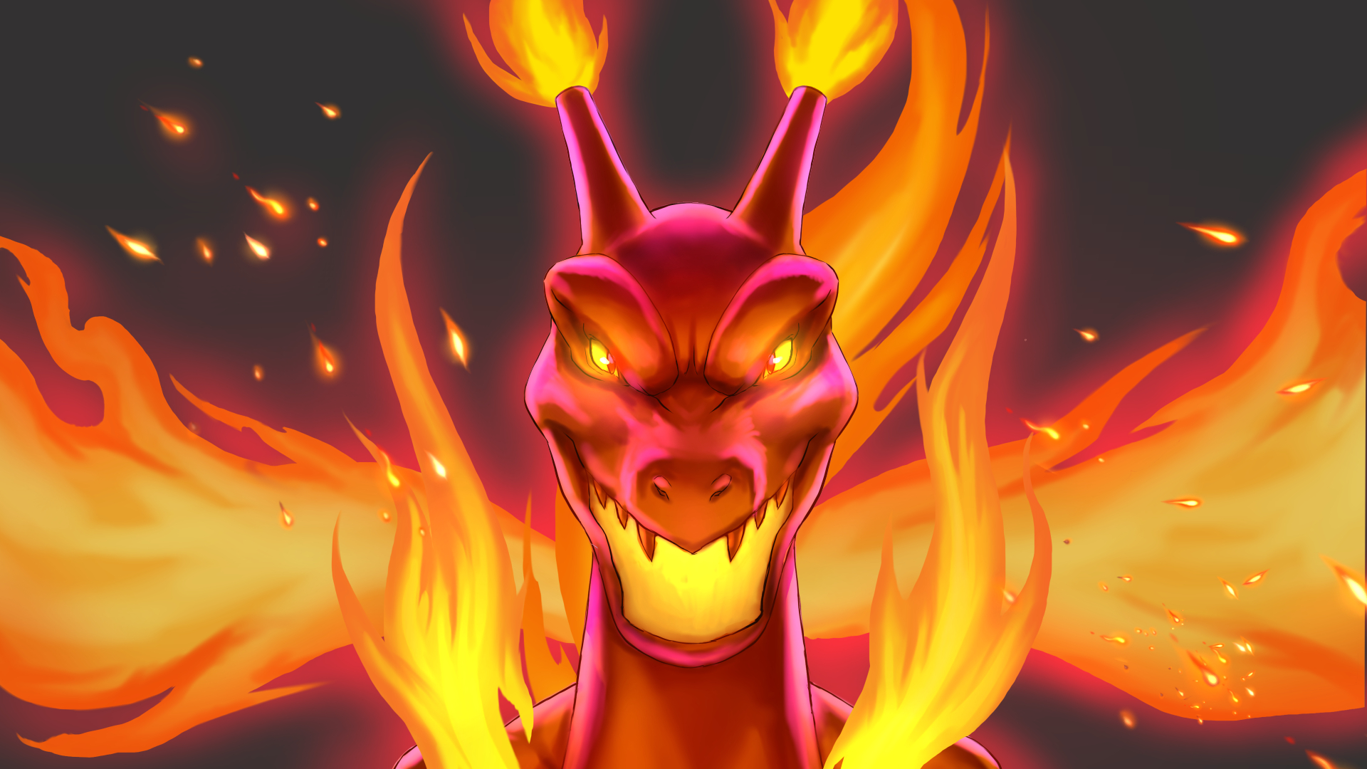 Charizard tra fiamme arancioni, 1920x1080 Full HD 1080p, PC