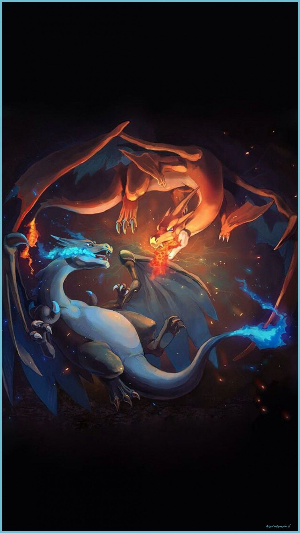 Charizard rosso e blu fiamme, 1047x1862 Full HD Verticale, Smartphone