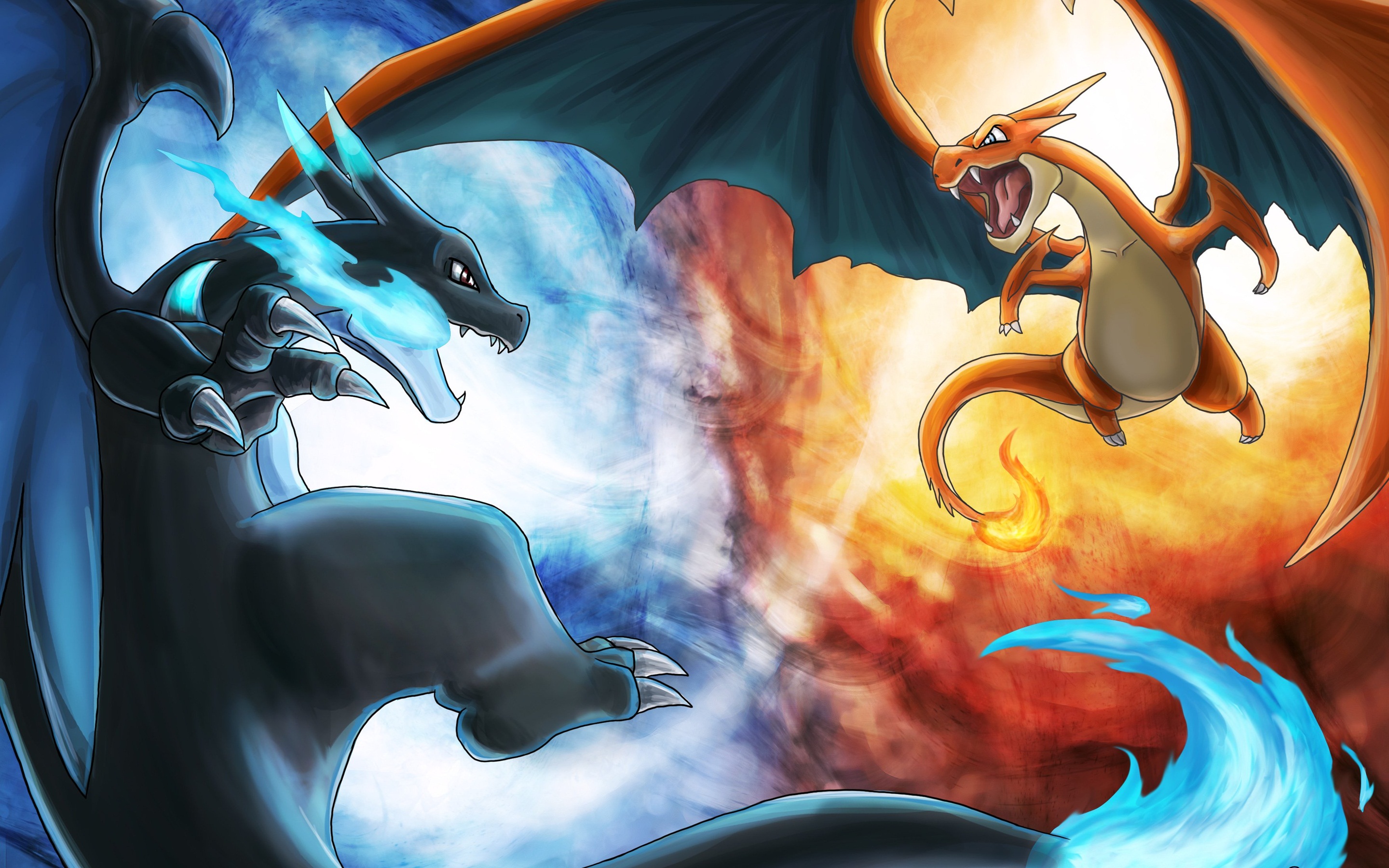 Charizard contro drago blu, 2880x1800 2K, MacBook Pro