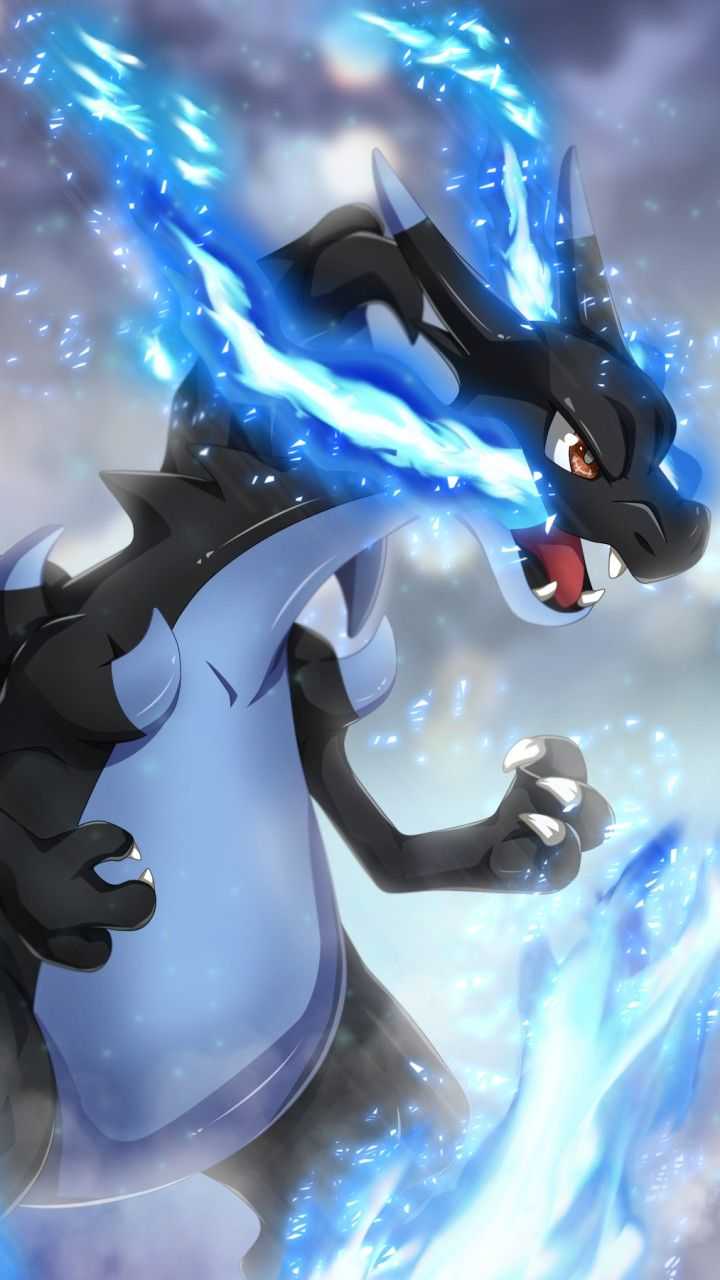 Charizard Mega Evolution blu, 720x1280 Full HD Verticale, Smartphone