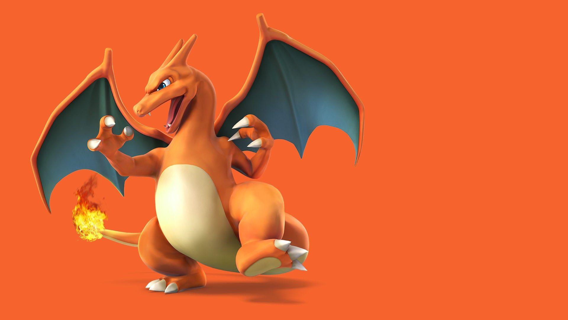 Charizard Pokemon sfondo arancione, creature tascabili, 1920x1080 1080p, PC