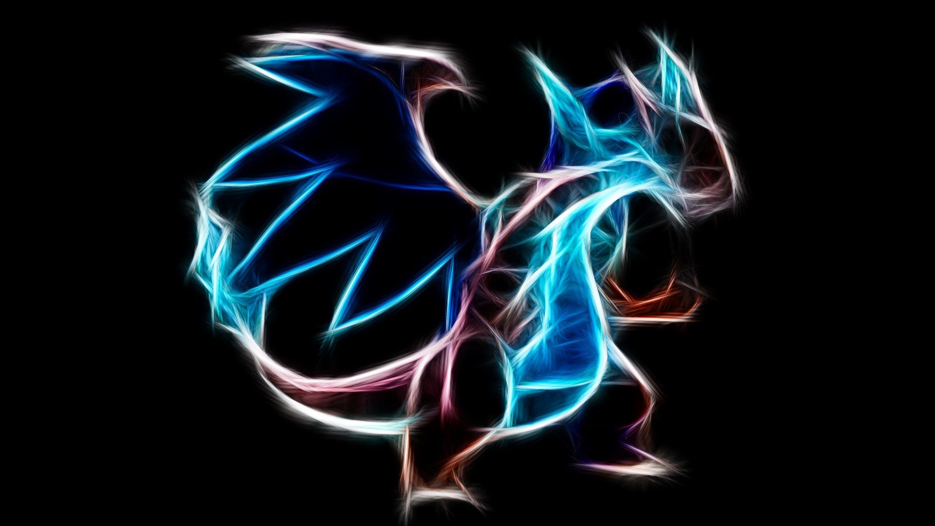 Charizard luminoso stile fractal, 1920x1080 Full HD, PC