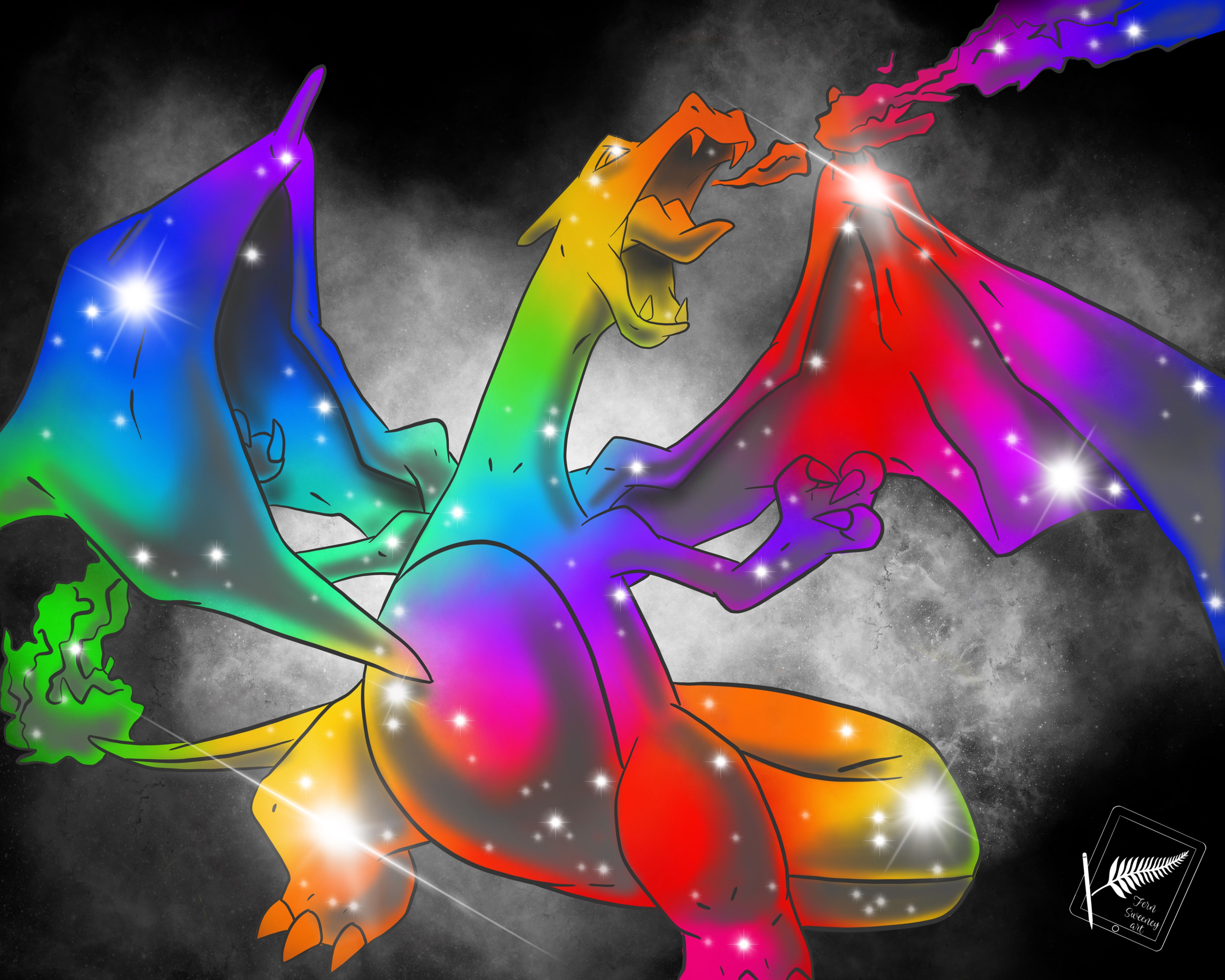 Charizard arcobaleno fantasy, 5000x4000 4K Ultra HD, Monitor 4K