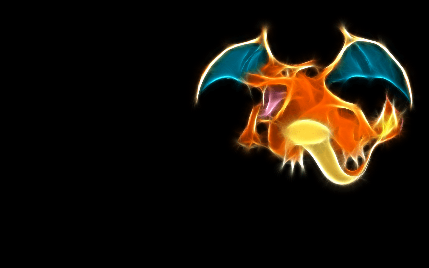 Charizard fiammeggiante sfondo nero, 1440x900 HD, Desktop