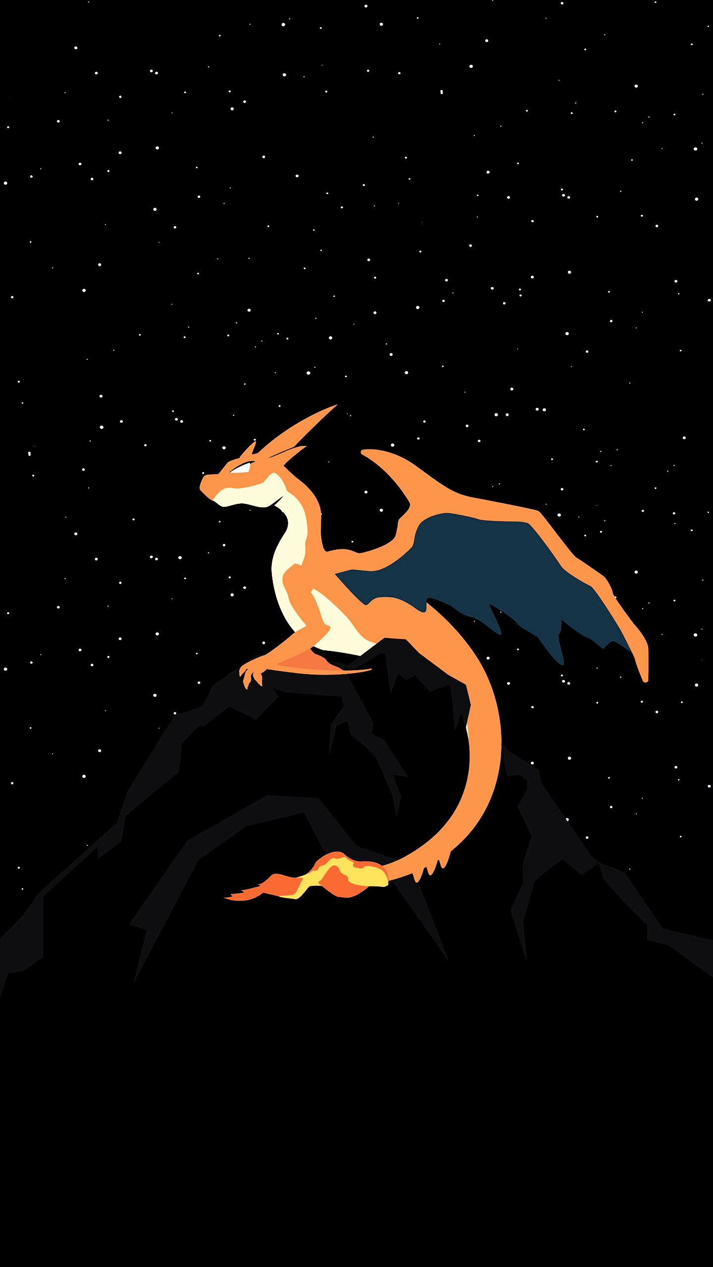 Charizard su montagna notturna, 1440x2560 Verticale, Telefono