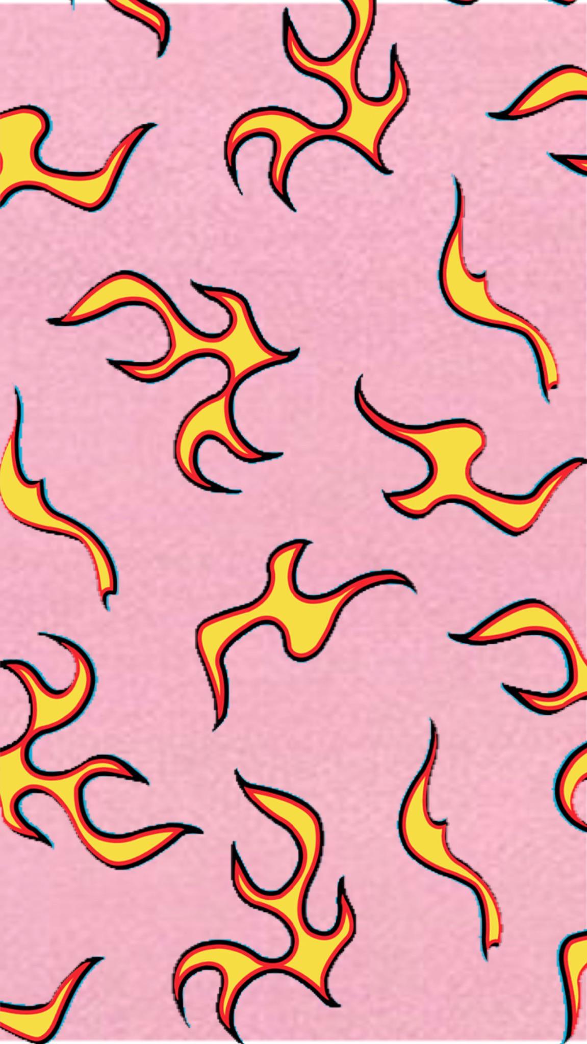 Fiamme gialle su rosa, 1151x2048 Full HD Verticale, Smartphone