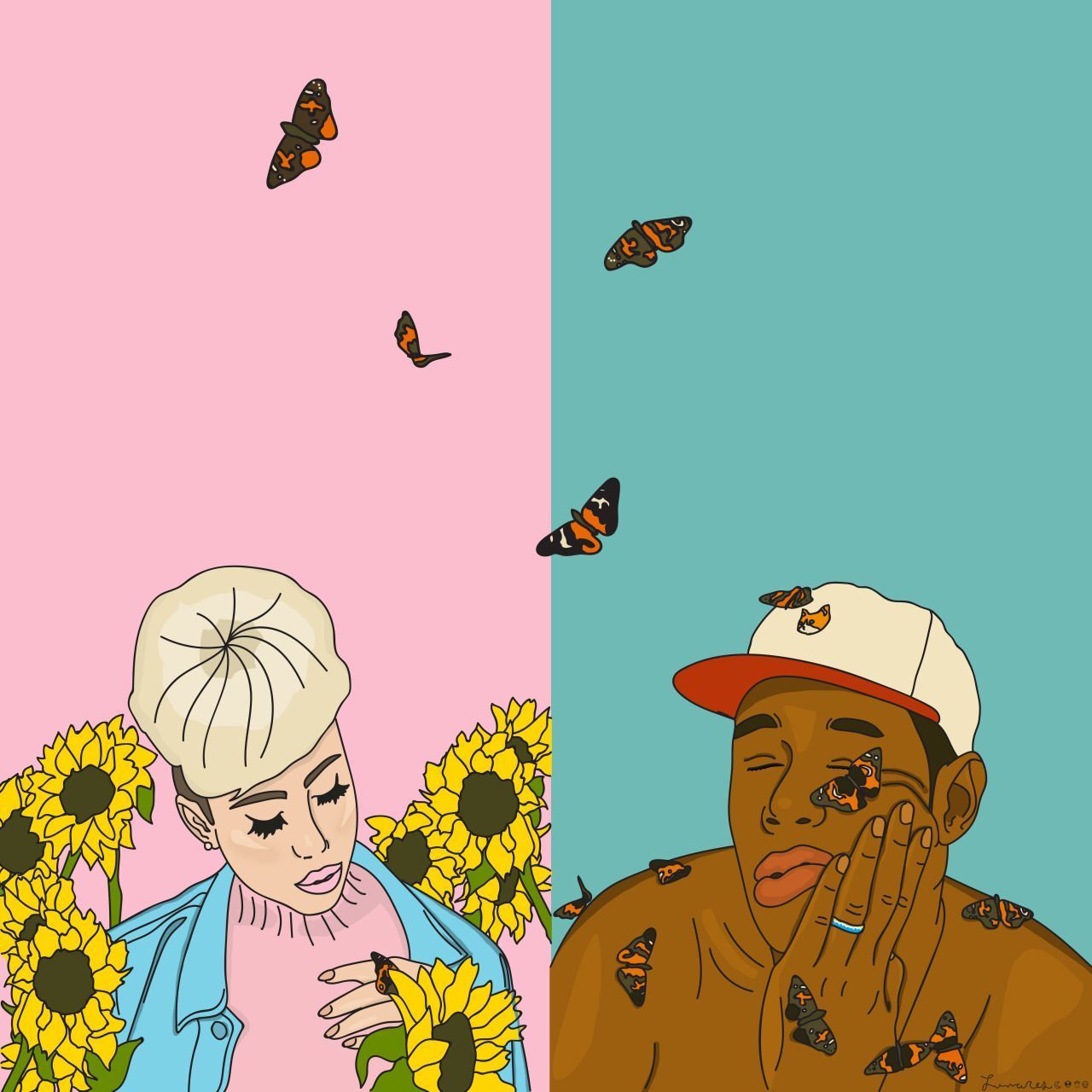 Tyler the Creator illustrazione farfalle, 1280x1280 720p, PC