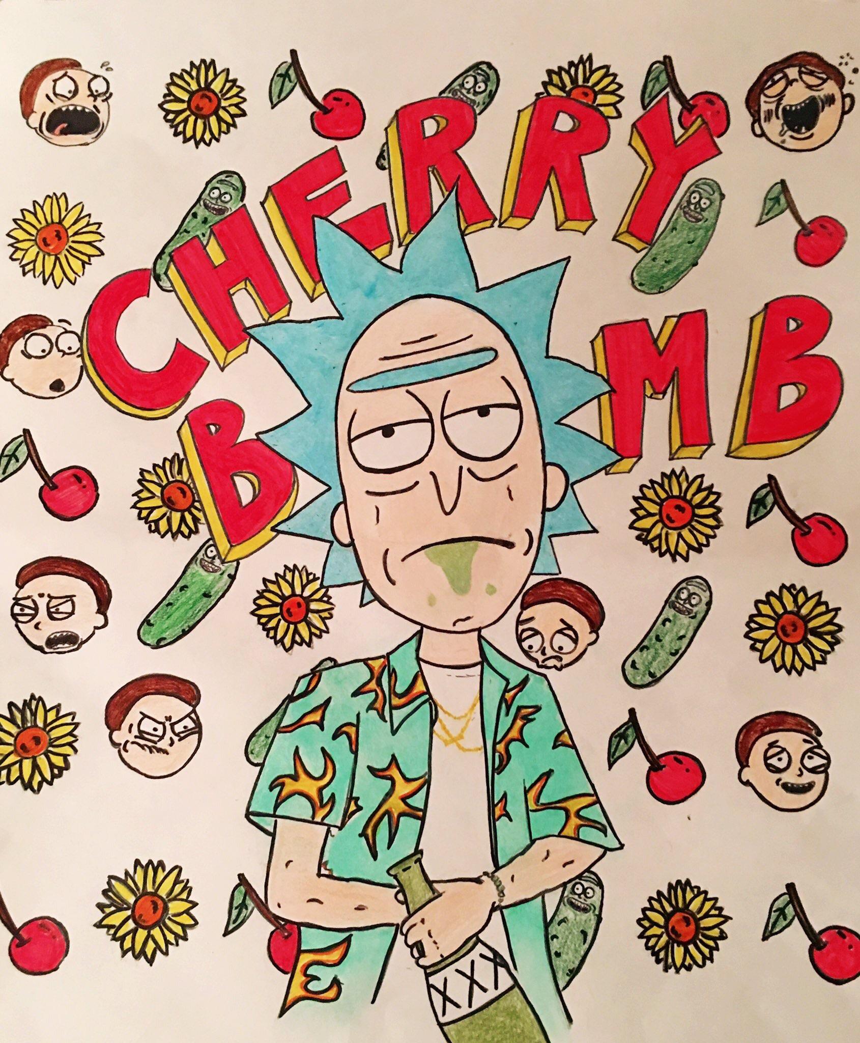 Rick and Morty, Cherry Bomb art, serie animata, 1690x2048 Full HD Verticale, iPhone
