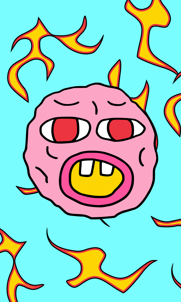 Cherry Bomb faccia rosa cartoon, 709x1181 Full HD Verticale, iPhone