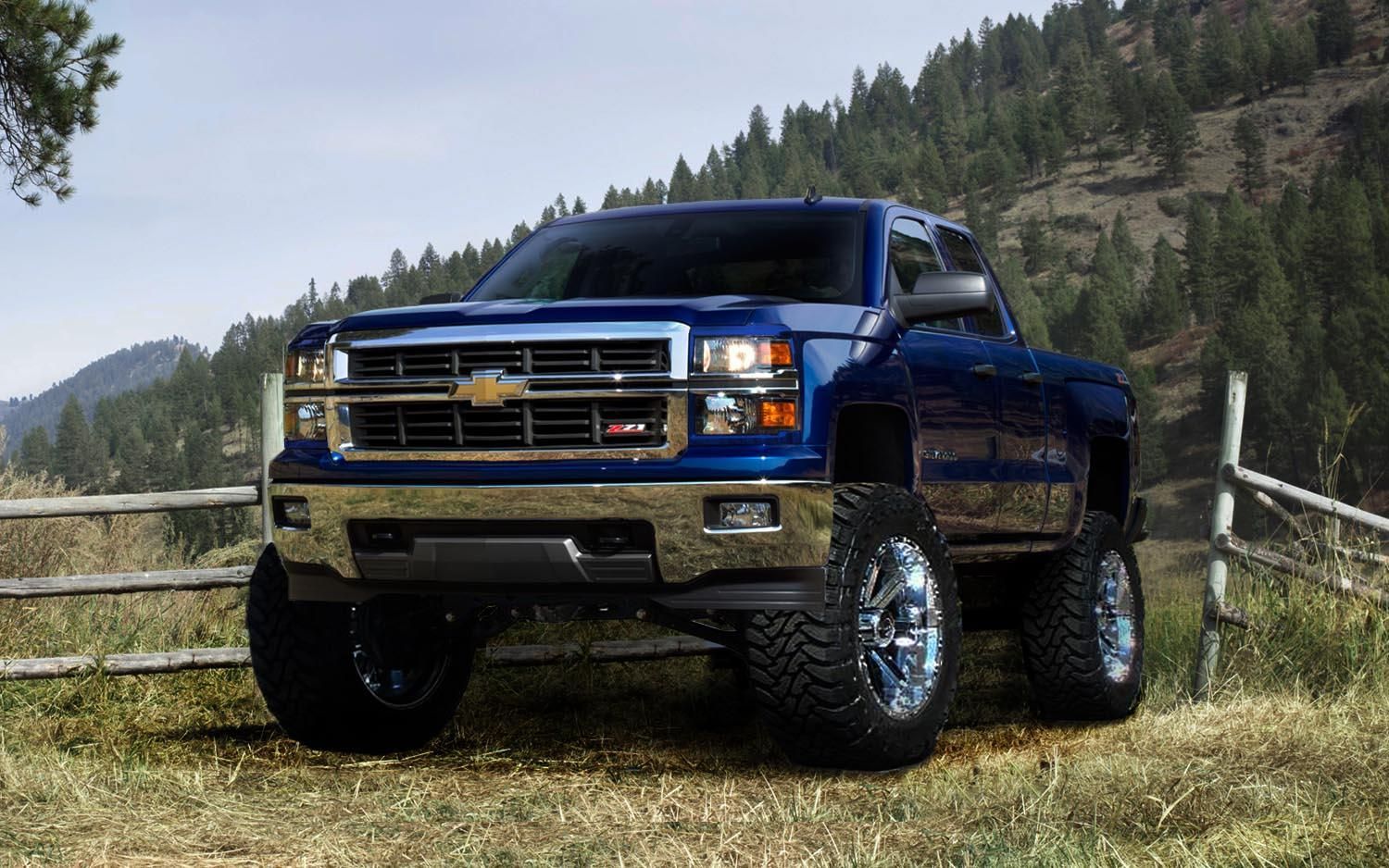 Chevrolet Silverado blu sollevato, 1500x938 HD, Desktop