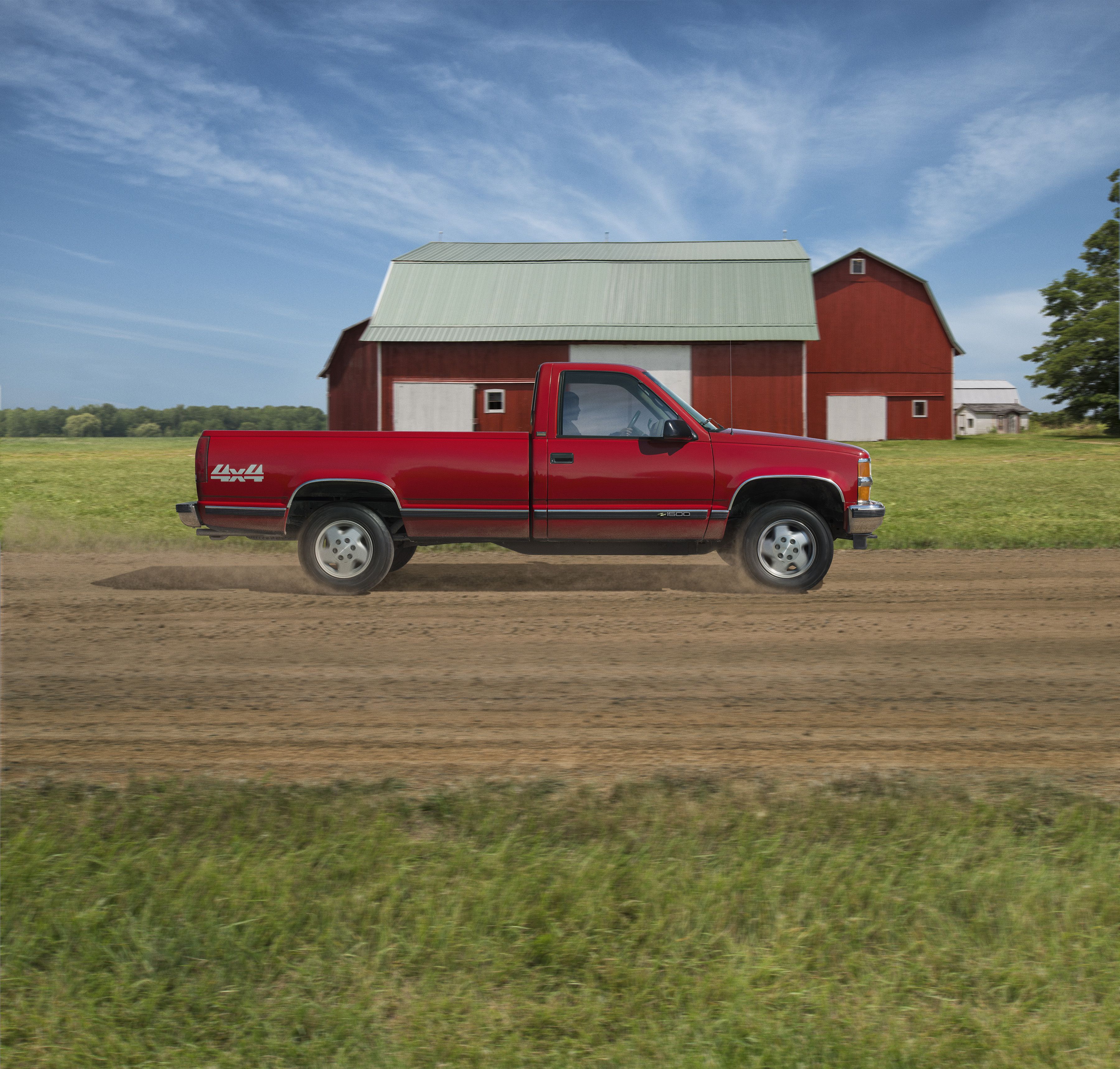 Chevrolet Silverado rosso, fattoria, 3600x3438 WQXGA, Desktop