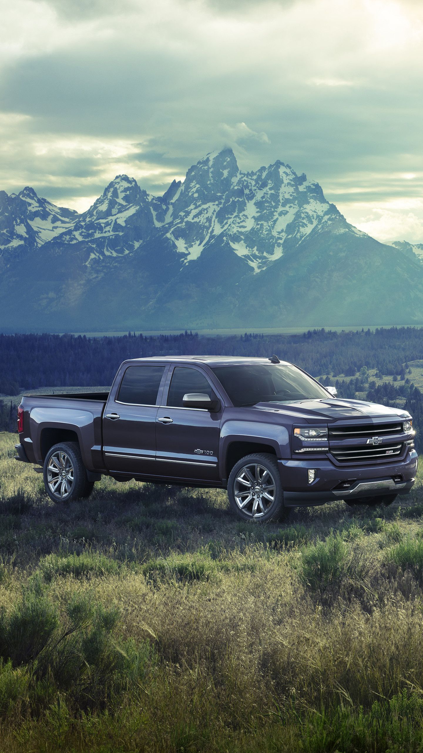 Chevrolet Silverado blu montagne, 1440x2560 Verticale, Samsung Galaxy