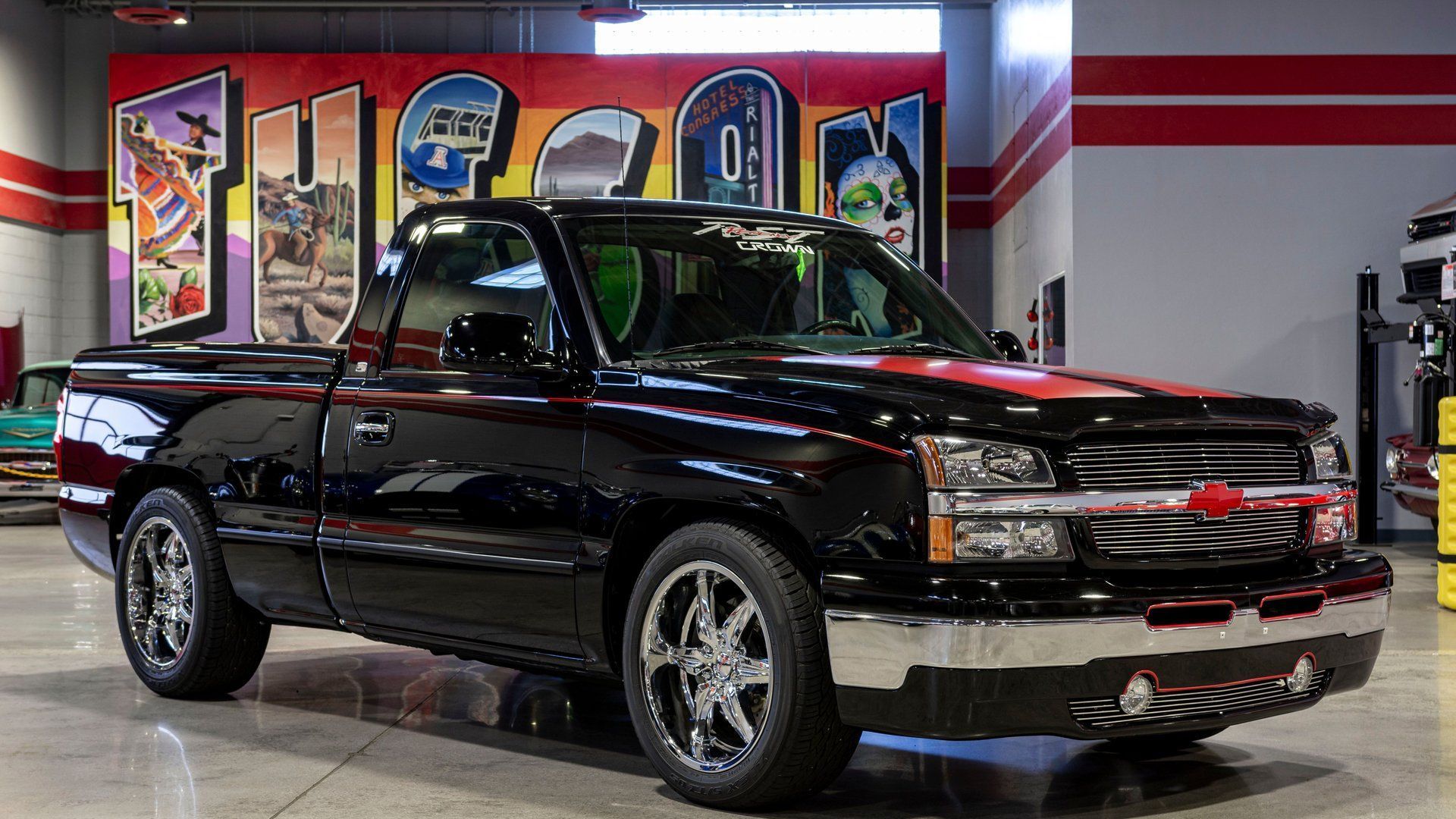 Pickup Chevrolet nero in garage, 1920x1080 Full HD 1080p, PC Desktop