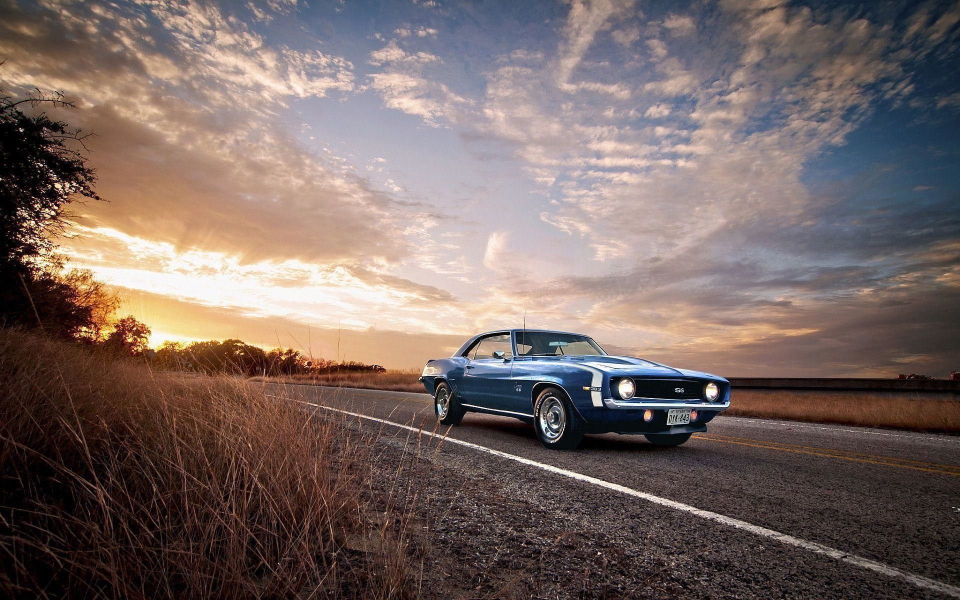 Chevy Camaro blu al tramonto, 1920x1200 Full HD+, PC
