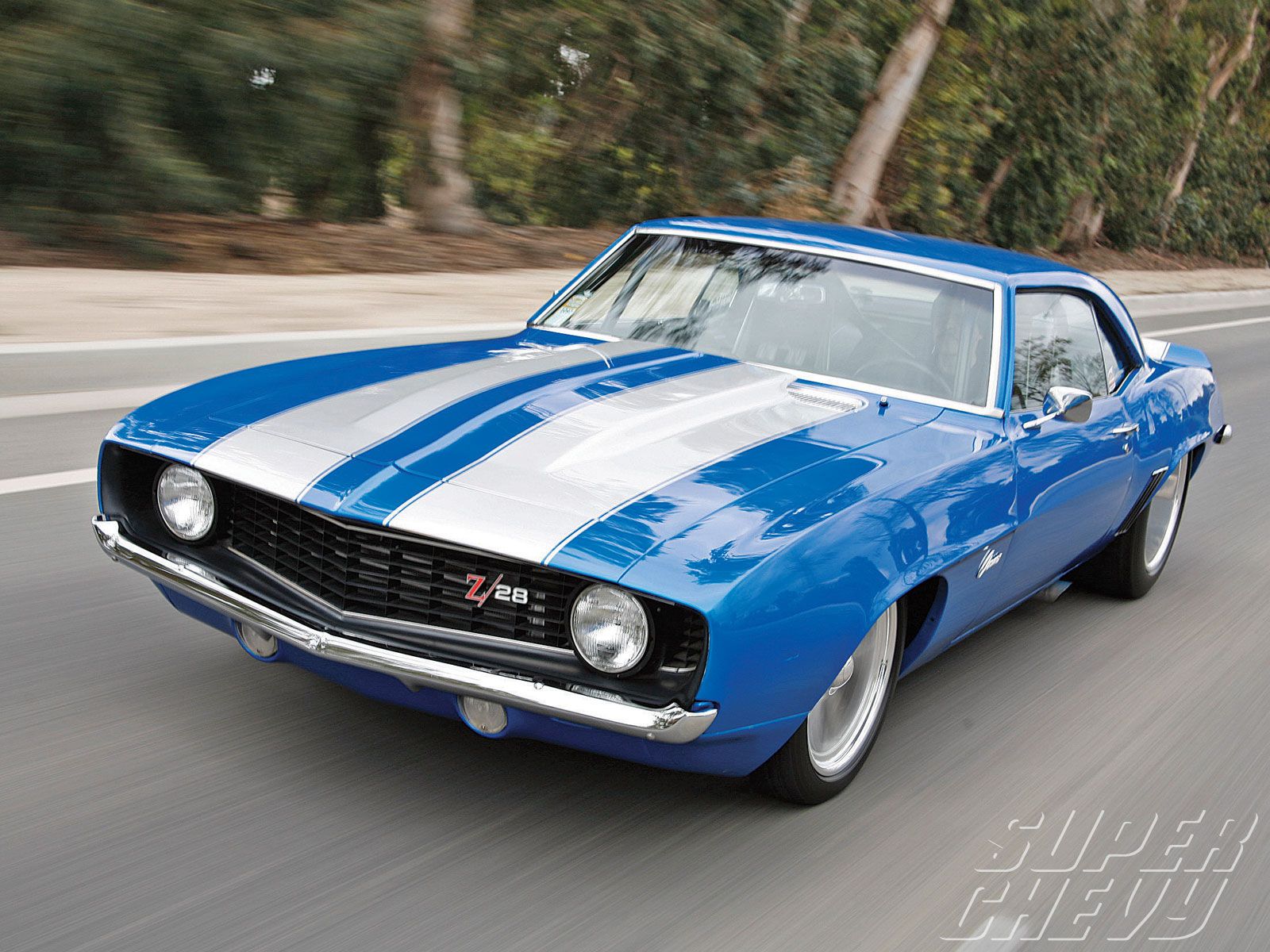 Chevrolet Camaro Z28 blu 1969, muscle car, 1600x1200 HD, Desktop