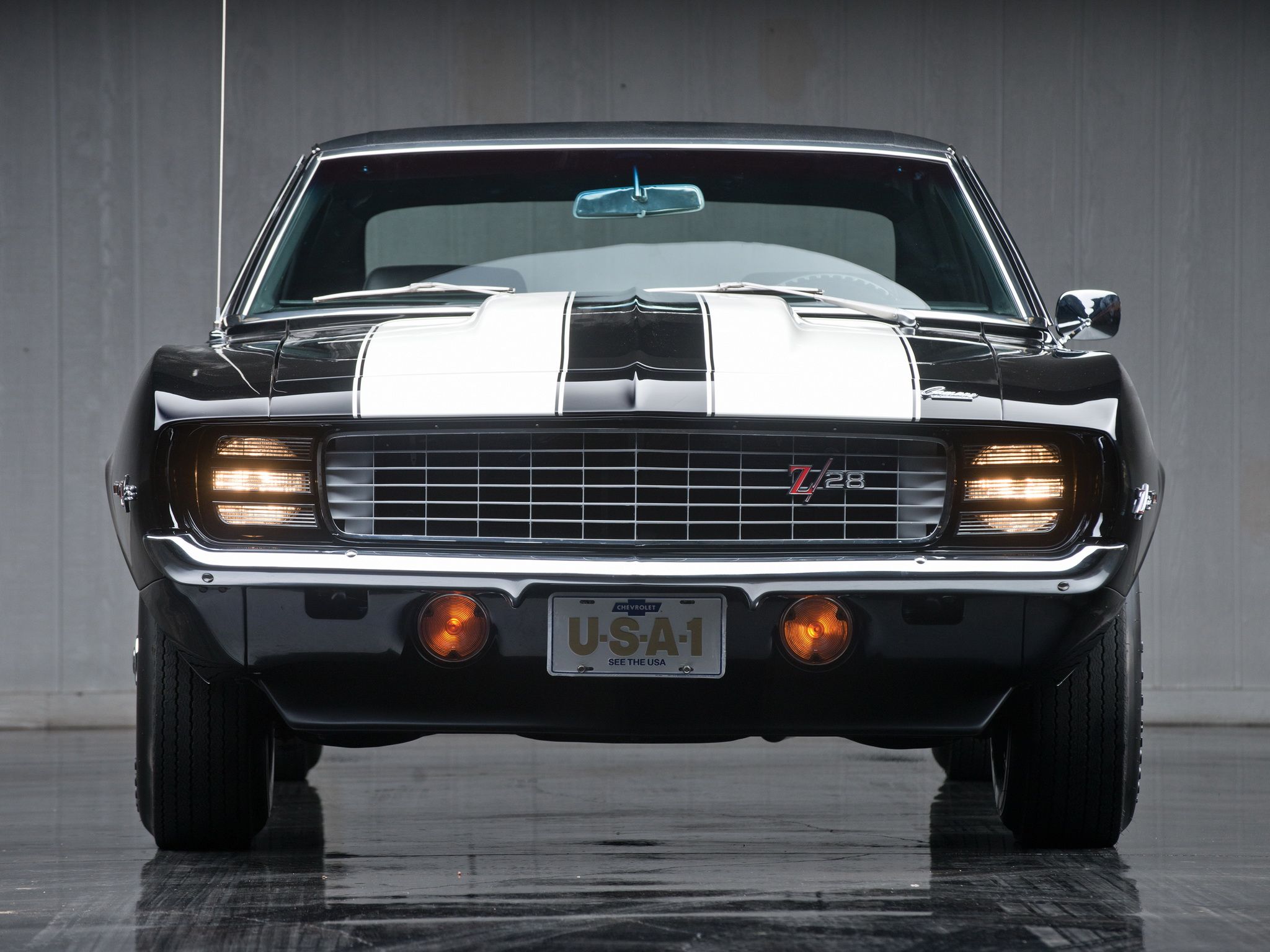 Chevrolet Camaro Z28 nera '69, V8, 2048x1536 2K, PC