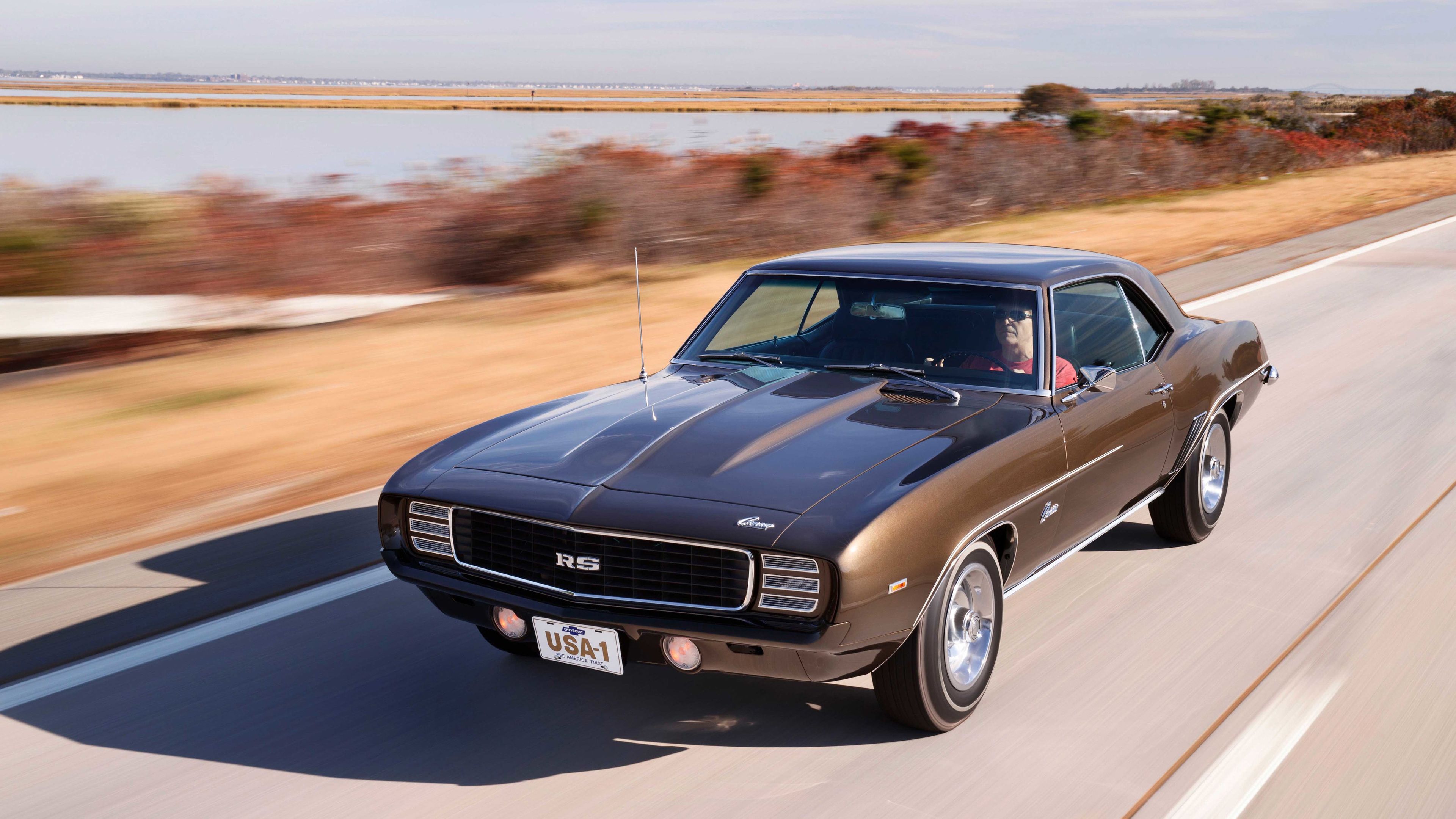 Chevrolet Camaro marrone anni '69, 3840x2160 4K Ultra HD, Monitor 4K