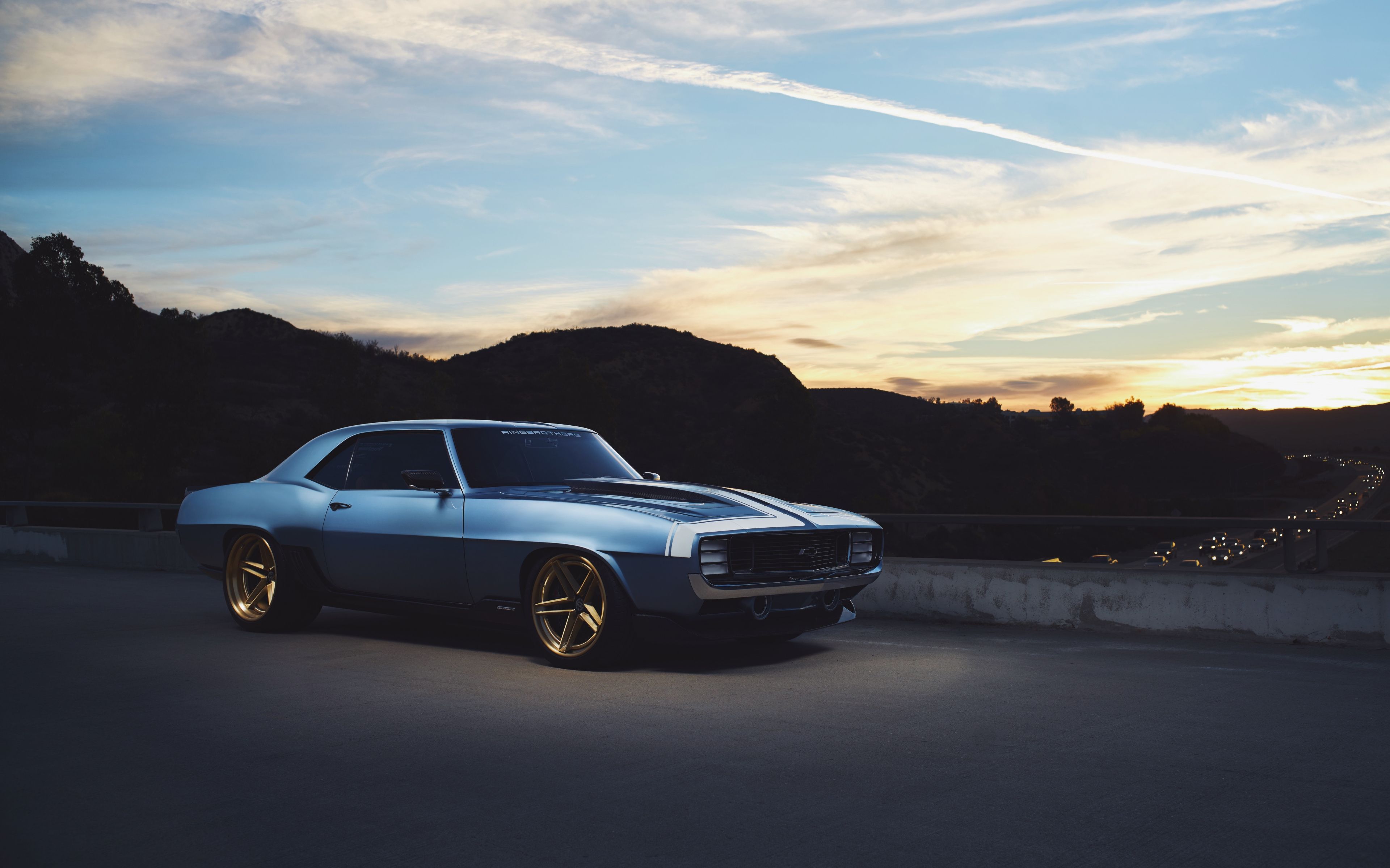 Chevy Camaro '69 blu deserto, 3840x2400 UHD, PC 4K