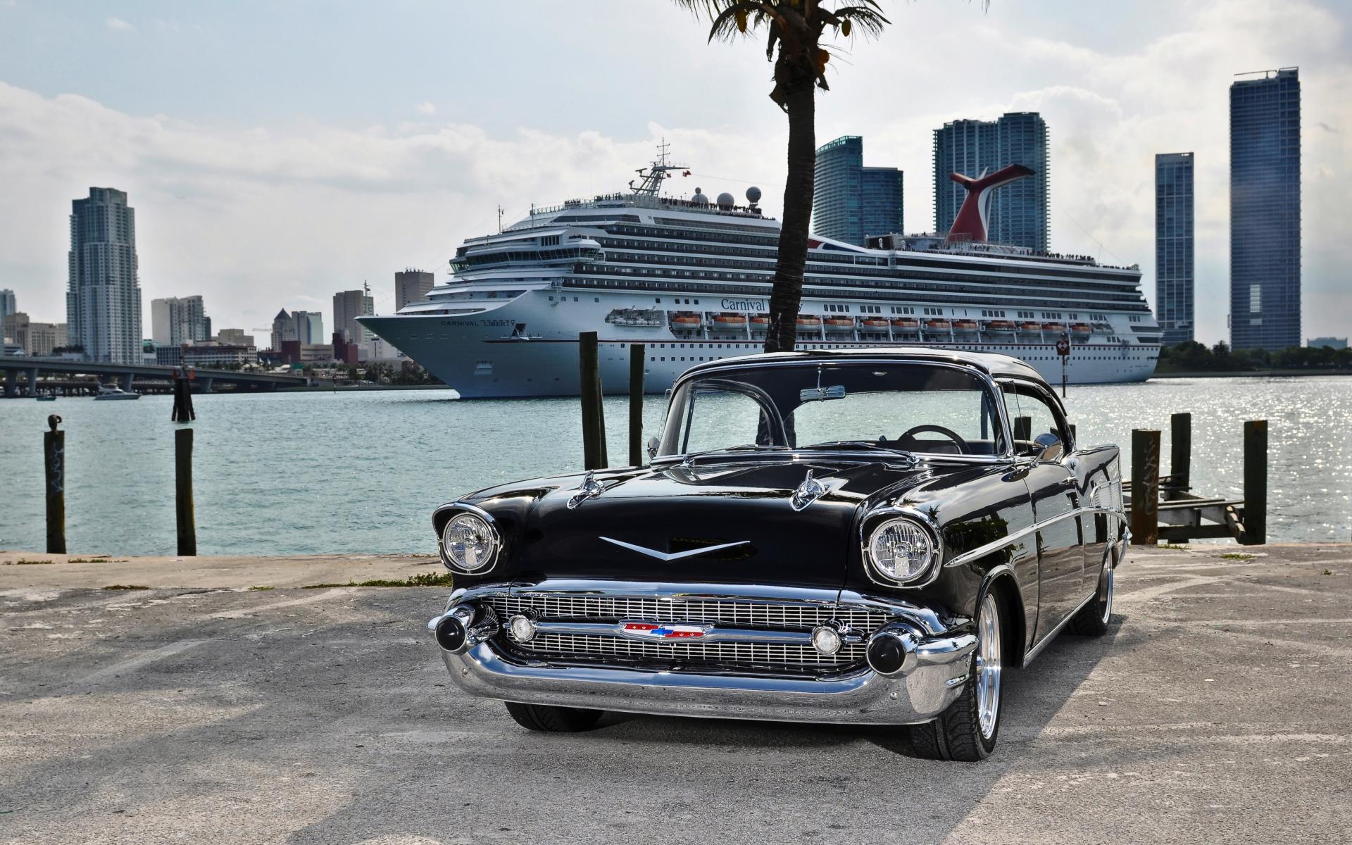 Chevrolet Bel Air nera, porto, 1920x1200 WUXGA, PC