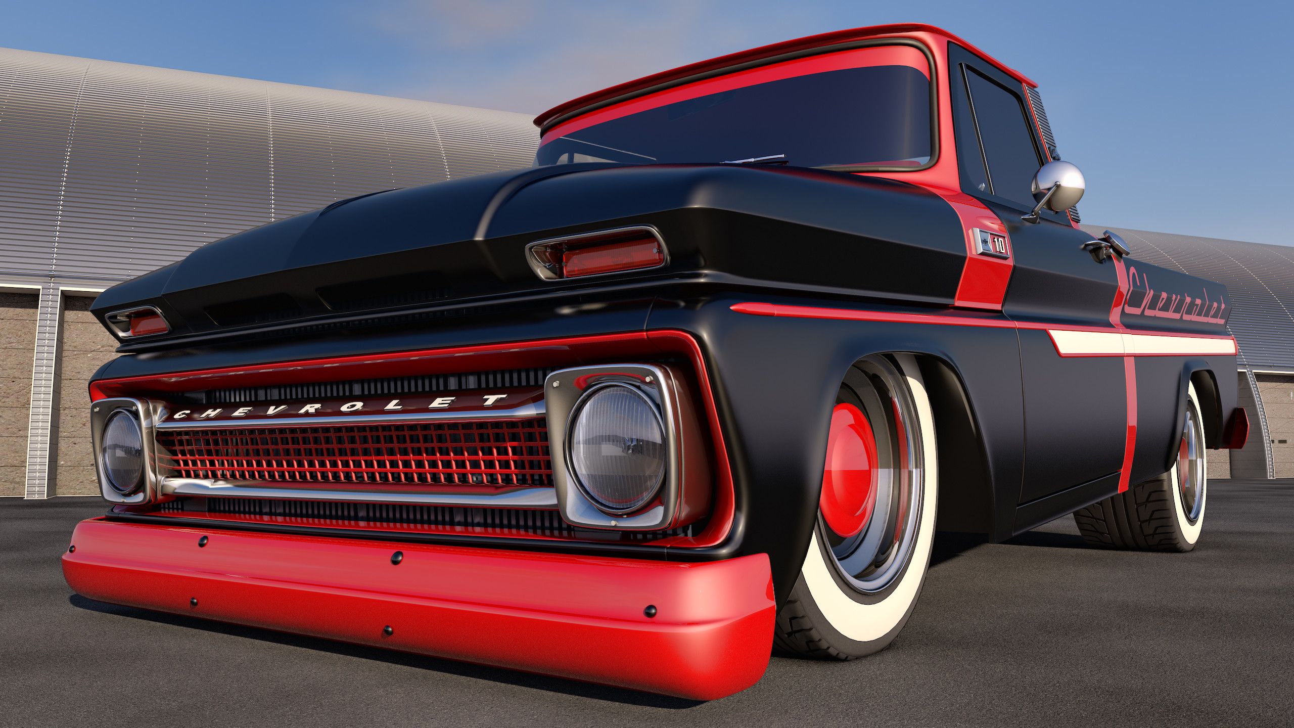Vecchio pickup Chevy nero rosso, 2560x1440 1440p, Monitor Gaming